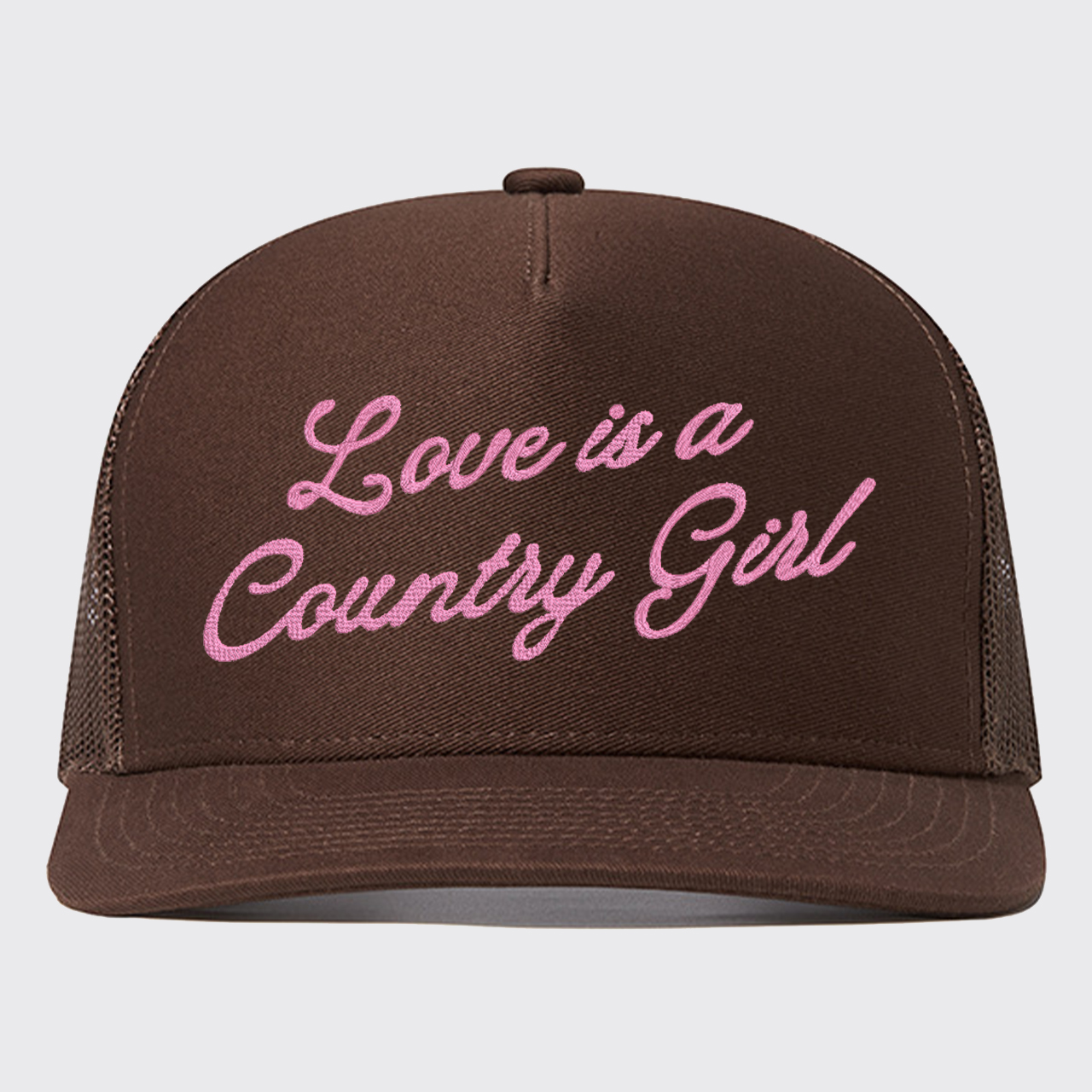 Love Is A Country Girl Embroidered Trucker Hat
