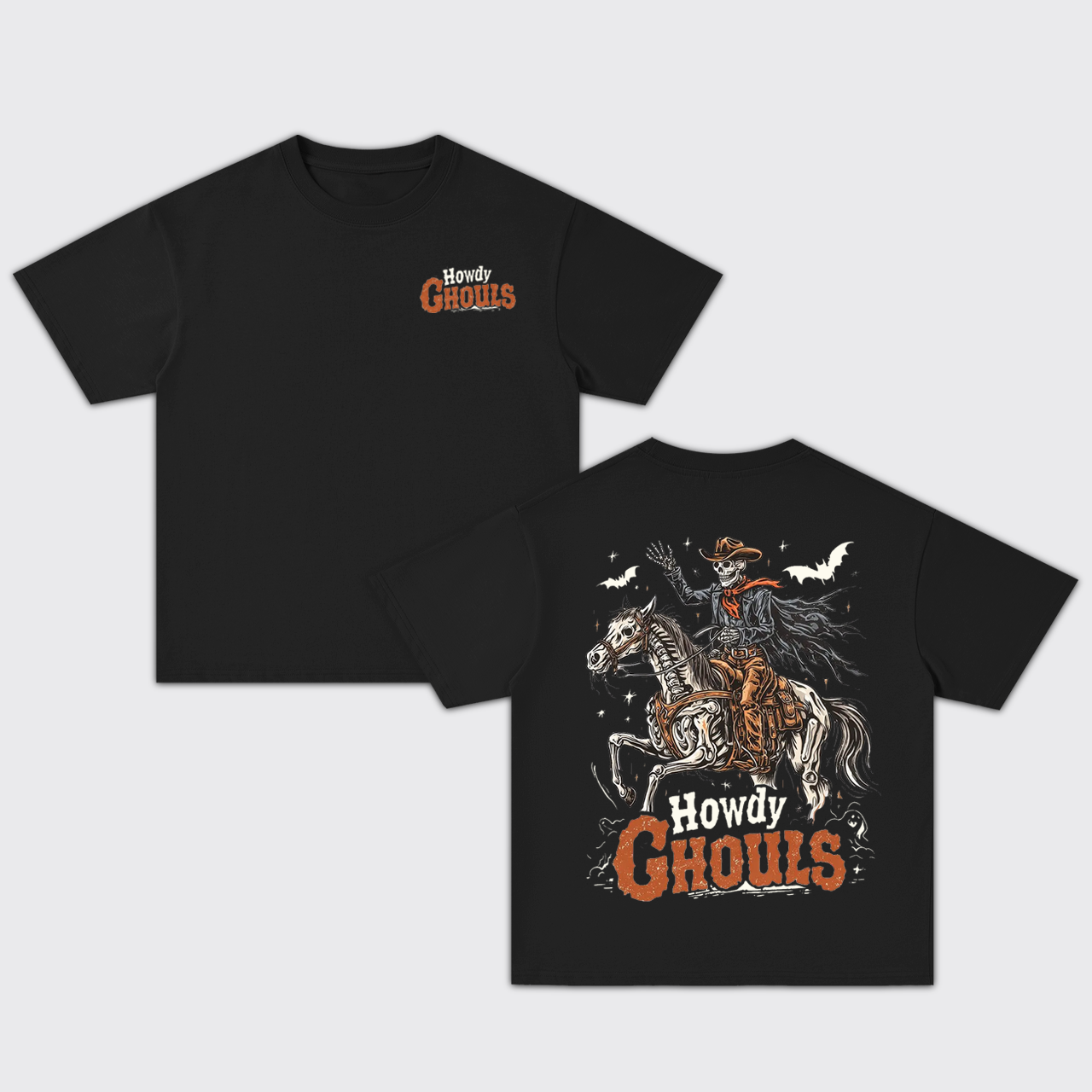 Howdy Ghouls Halloween Cowboy Skeleton Oversize T-Shirts