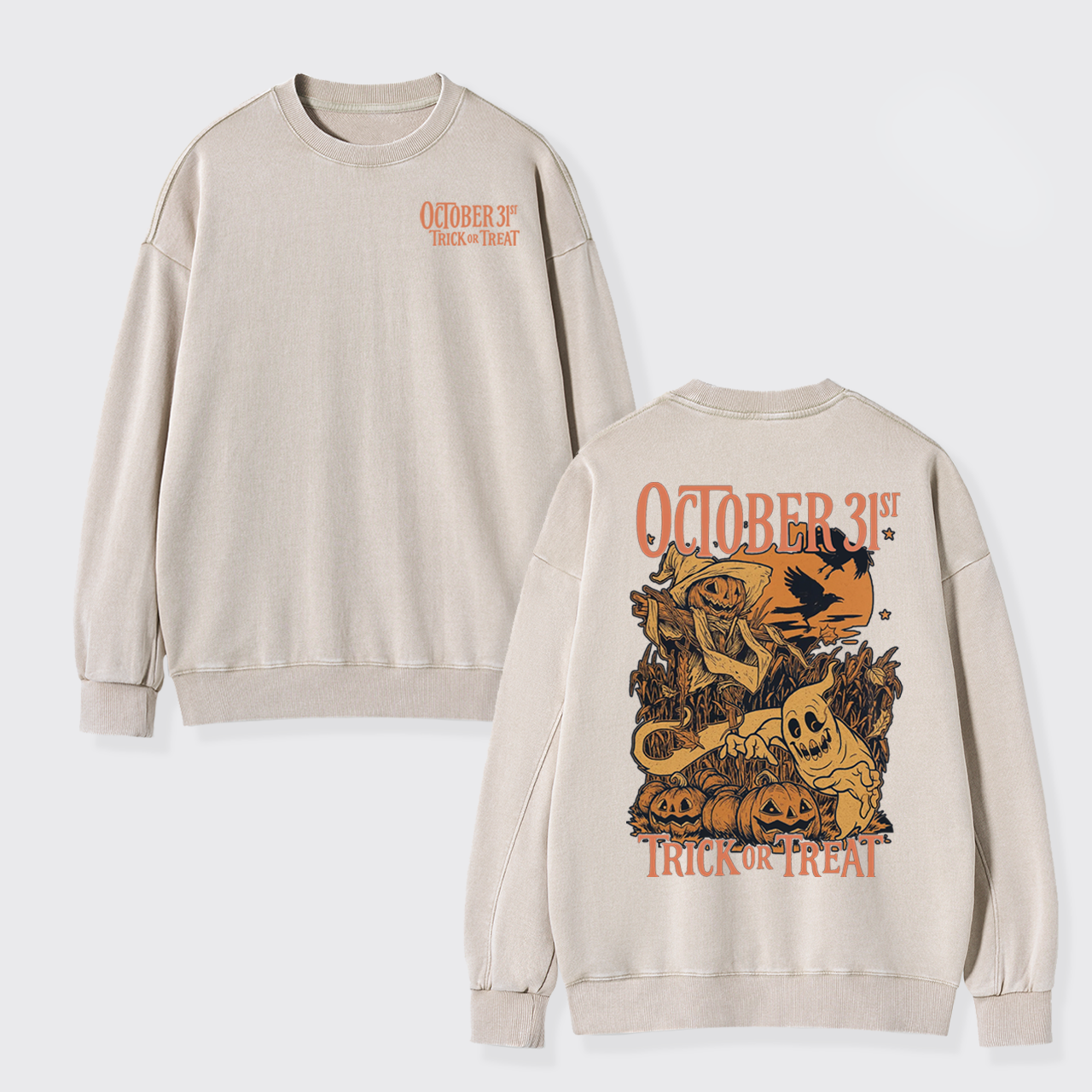Vintage Halloween Spooky Horror Washed Sweatshirts