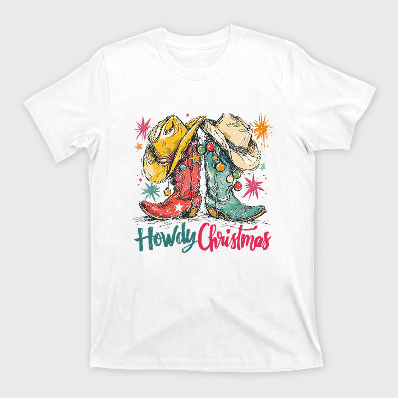 Howdy Christmas Western Cowboy Boot T-Shirts