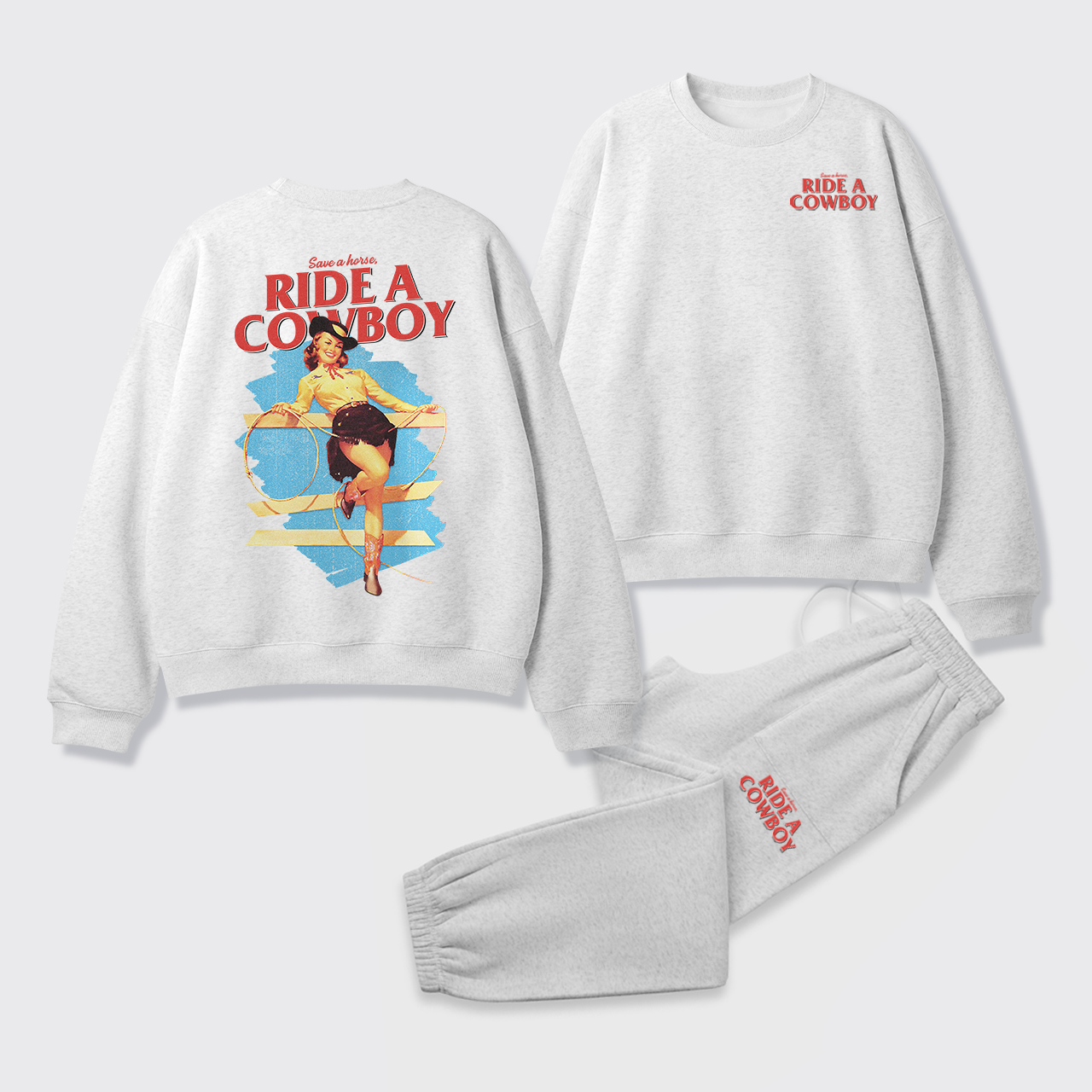 Fleece Save A Horse Ride A Cowboy Sweatshirt Set