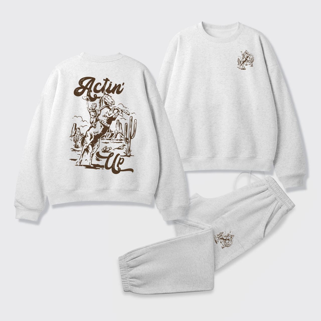 Fleece Hold Your Horses Hoodie Sweatshirt Set