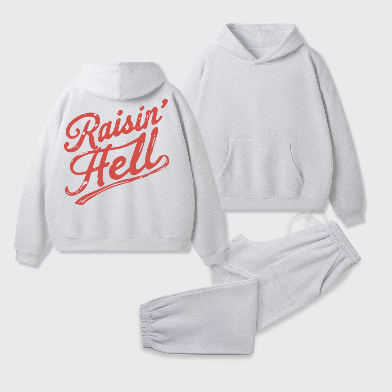 Fleece Vintage Humor Raisin Hell Hoodie Set