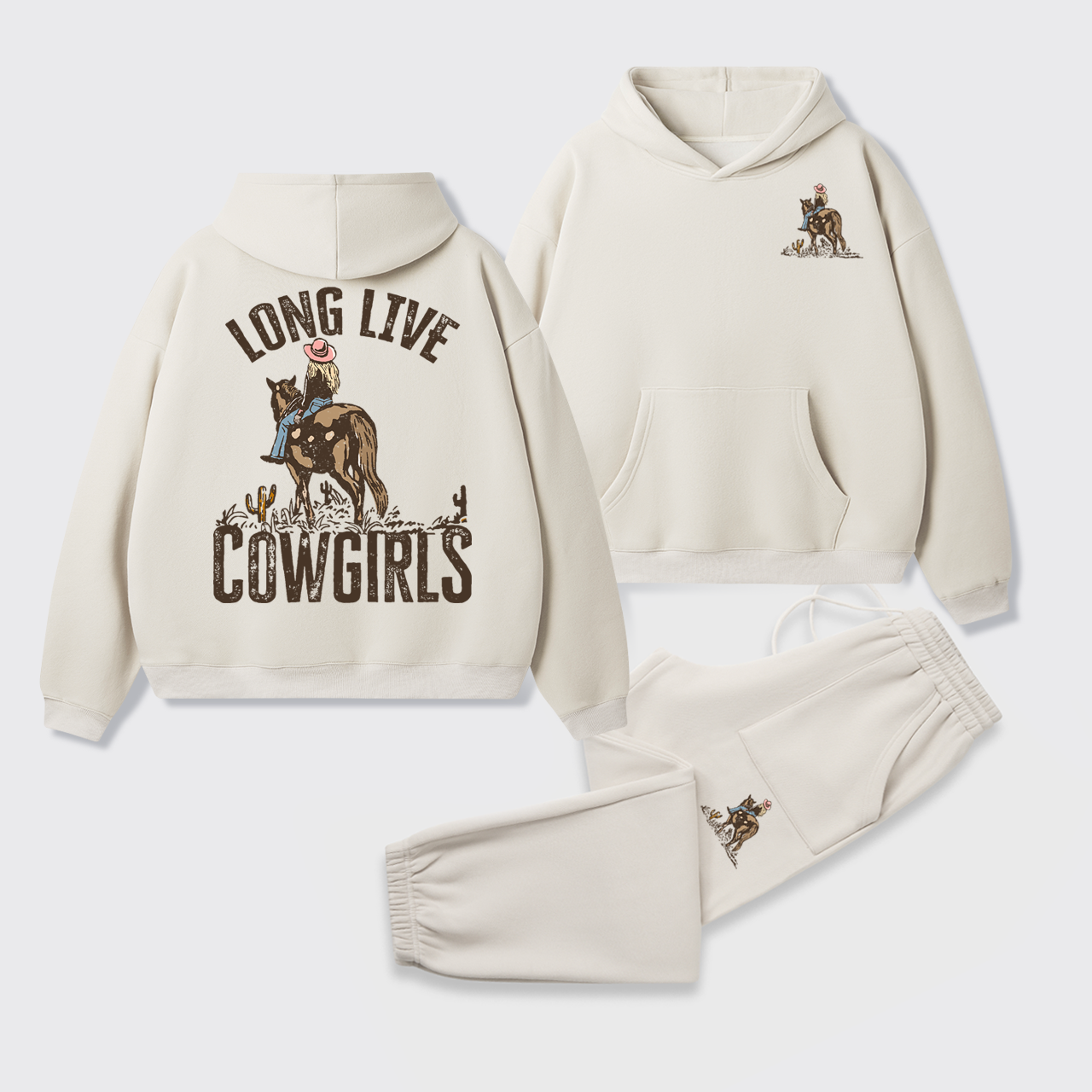 Fleece Long Live Cowgirls Hoodie Set