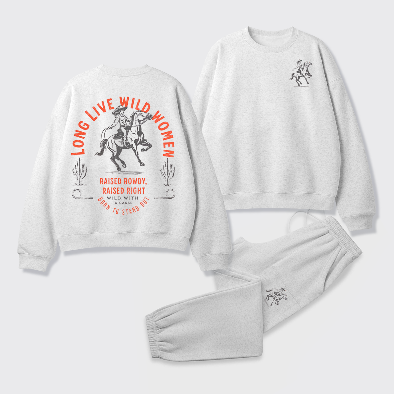 Fleece Long Live Wild Women Sweatshirt Set
