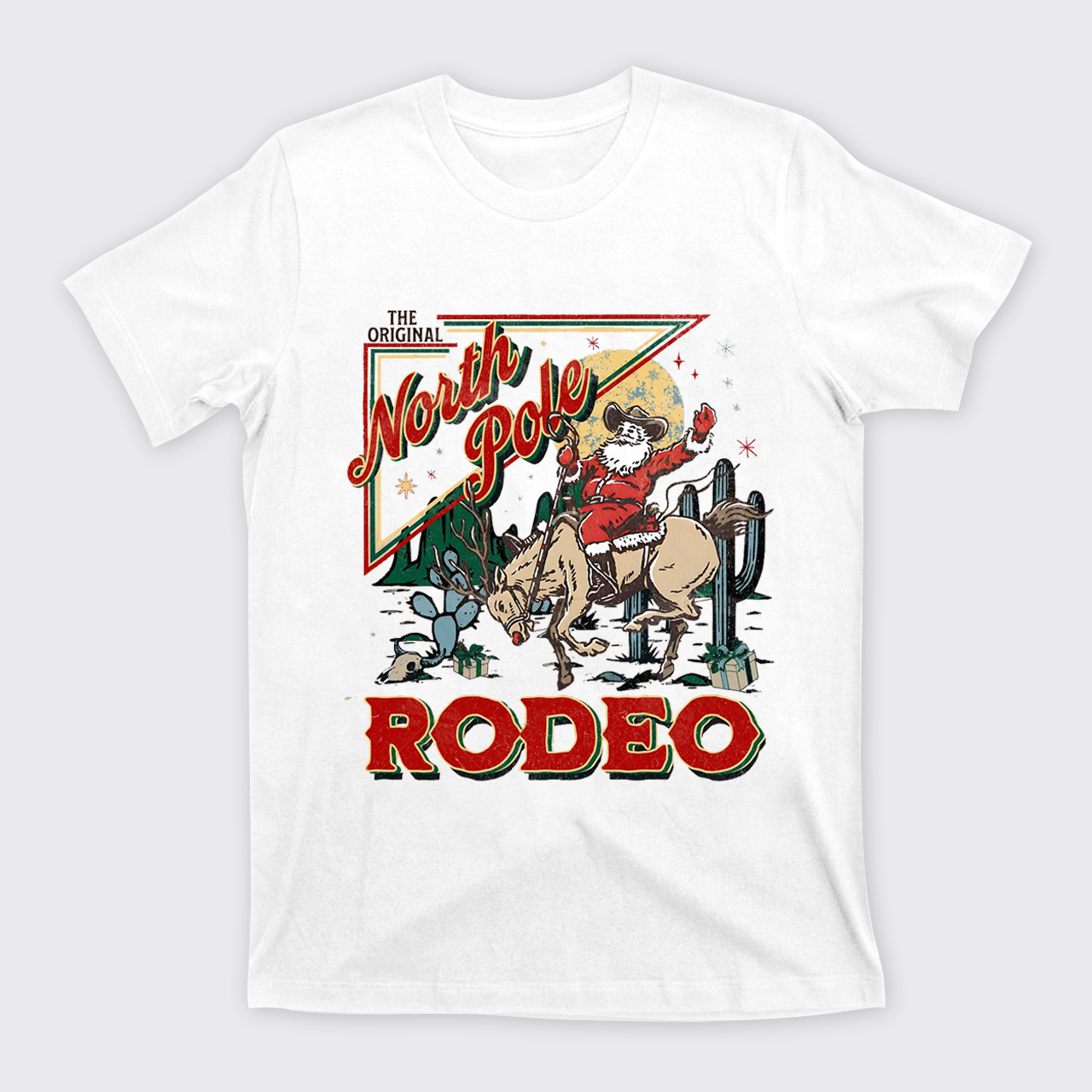 Retro North Pole Rodeo Cowboy Santa Christmas T-Shirts