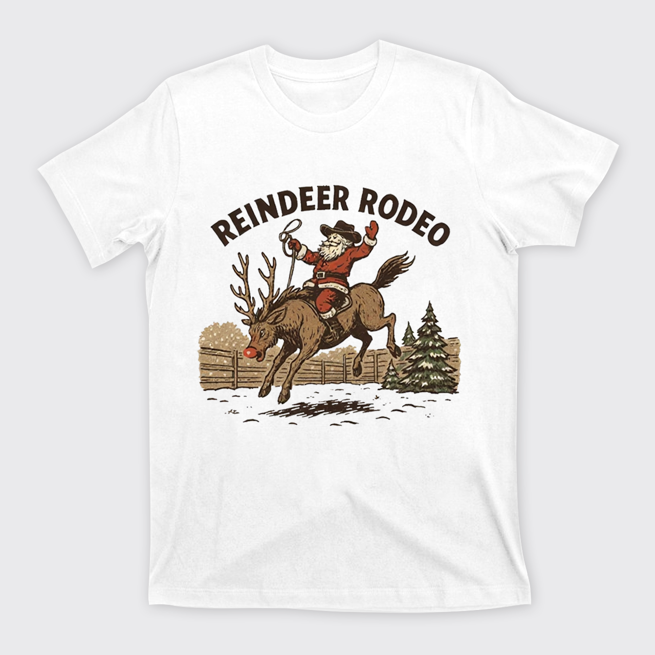 Reindeer Rodeo Santa Cowboy Christmas T-Shirts