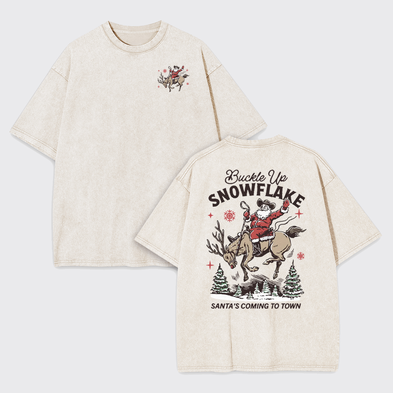 Retro Christmas Cowboy Santa Garment-dye Tees