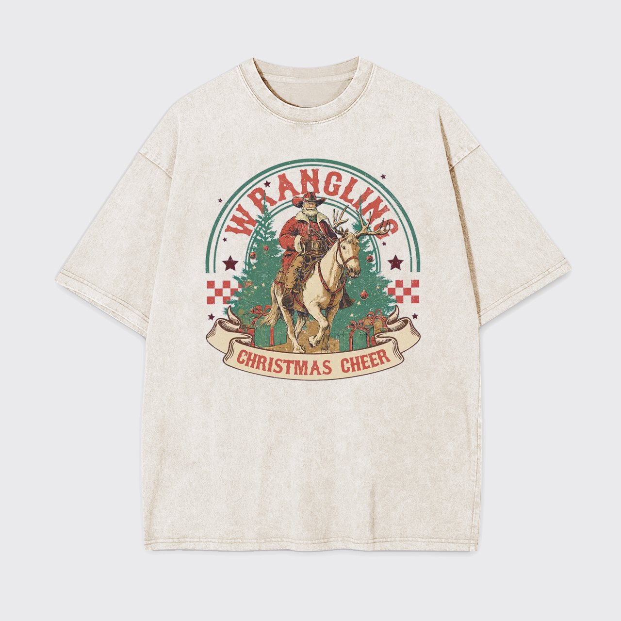 Wrangling Christmas Cheer Cowboy Santa Garment-dye Tees