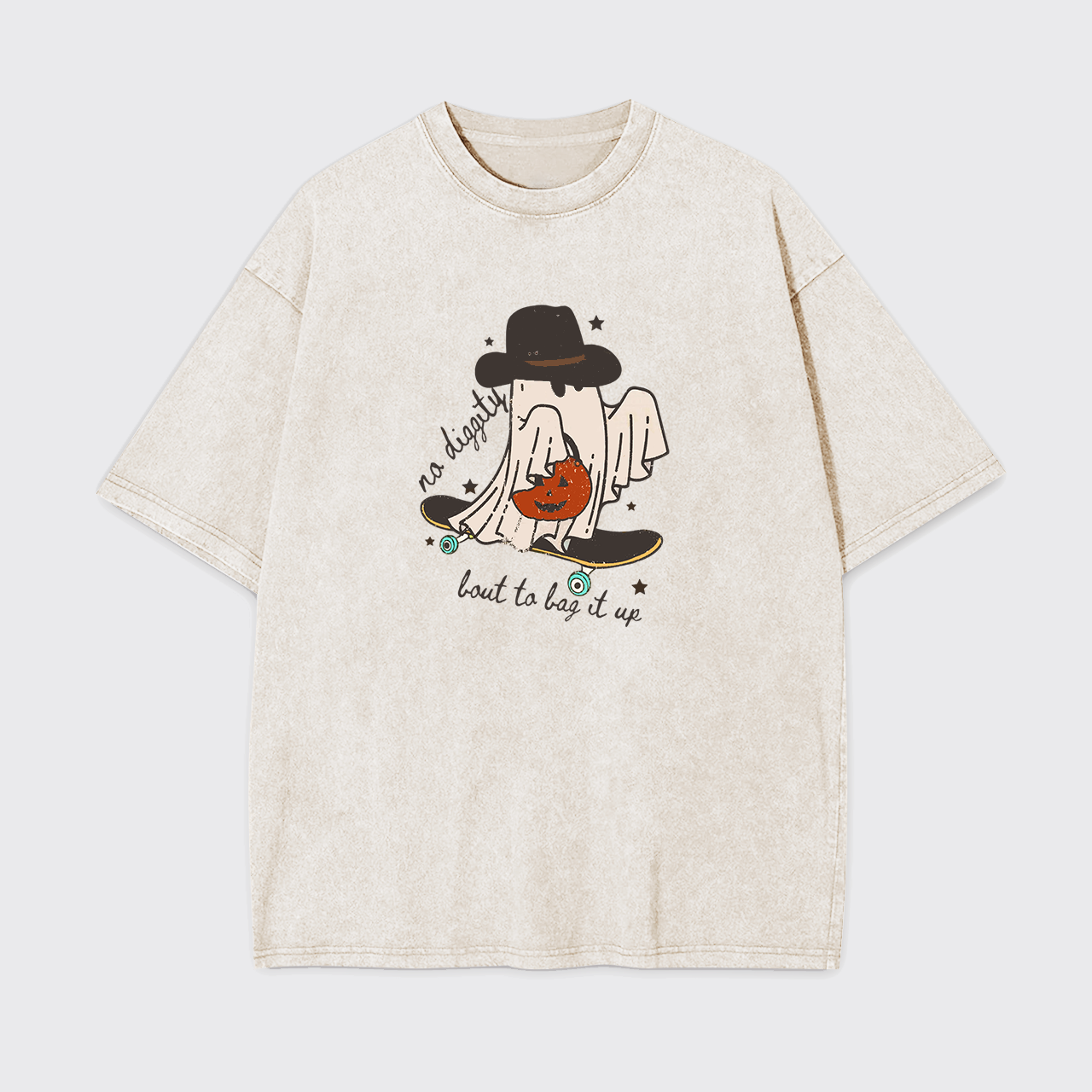 No Diggity Bout To Bag It Up Halloween Ghost Garment-dye Tees