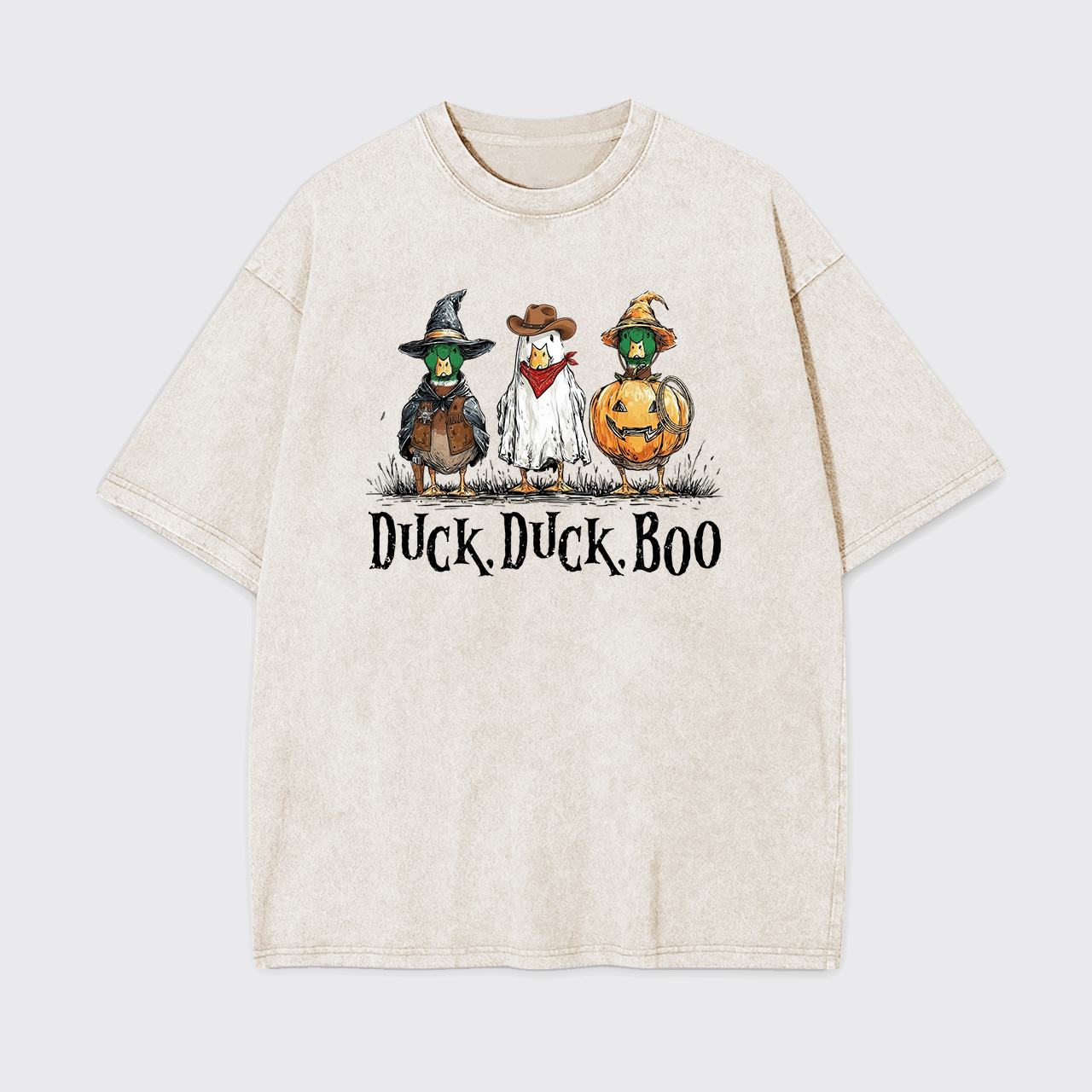 Duck Duck Boo Funny Goose Halloween Garment-dye Tees