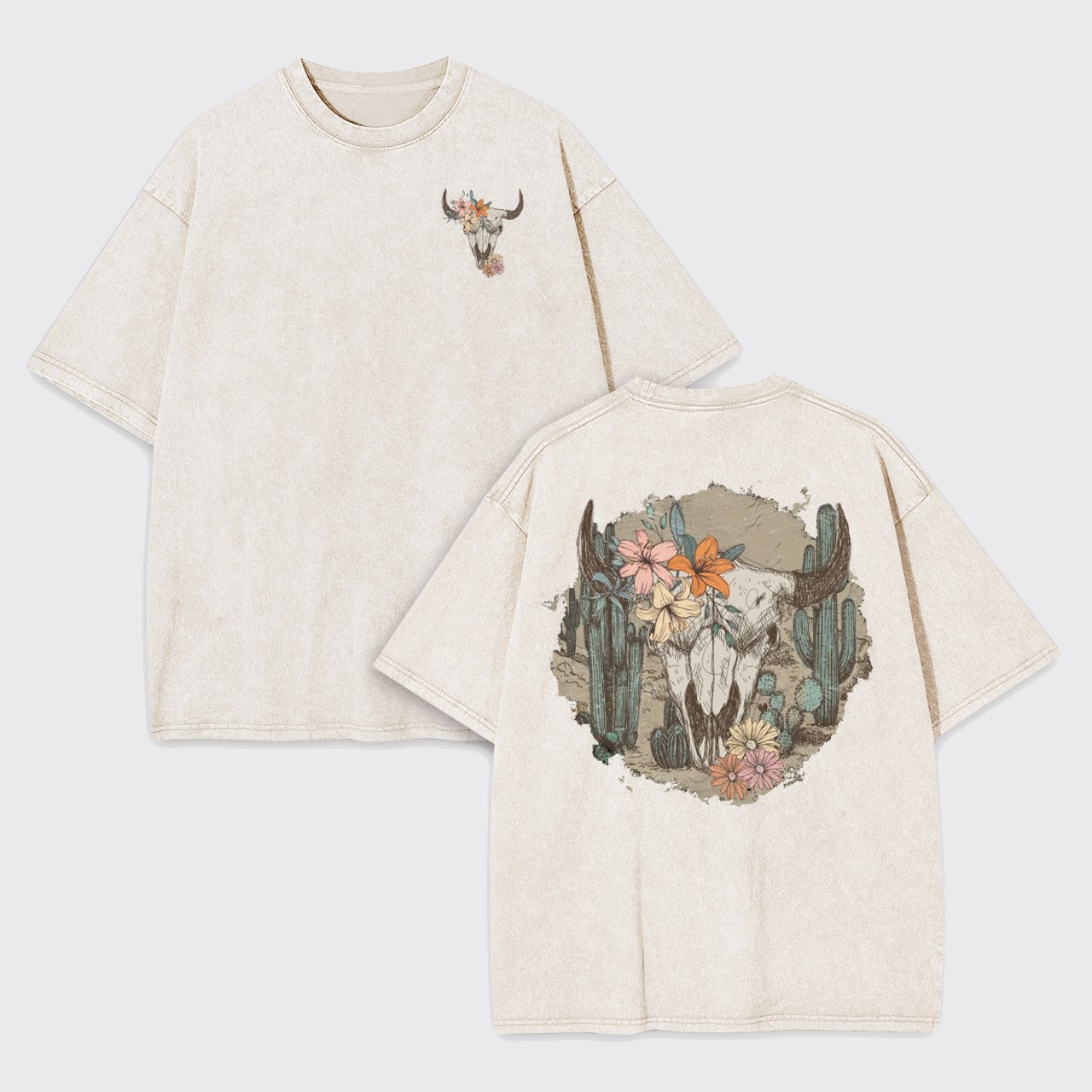 Vintage Cow Skull Garment-dye Tees
