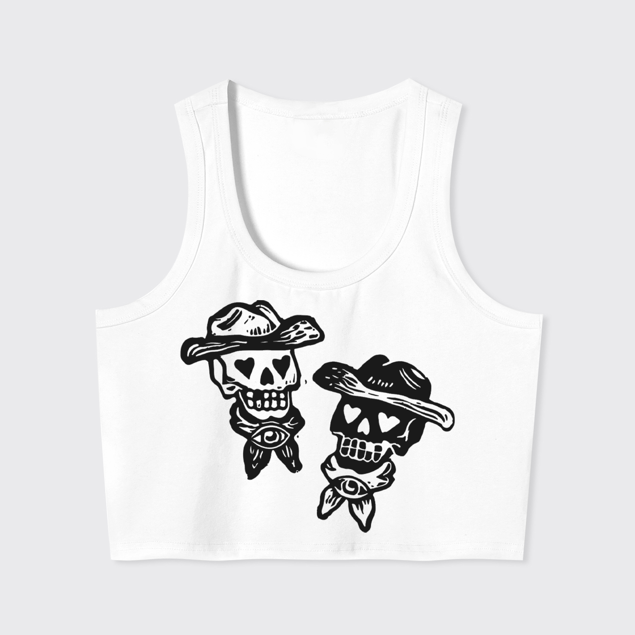 Goth Western Inspired Skull Cowboy Tattoo Tank Top