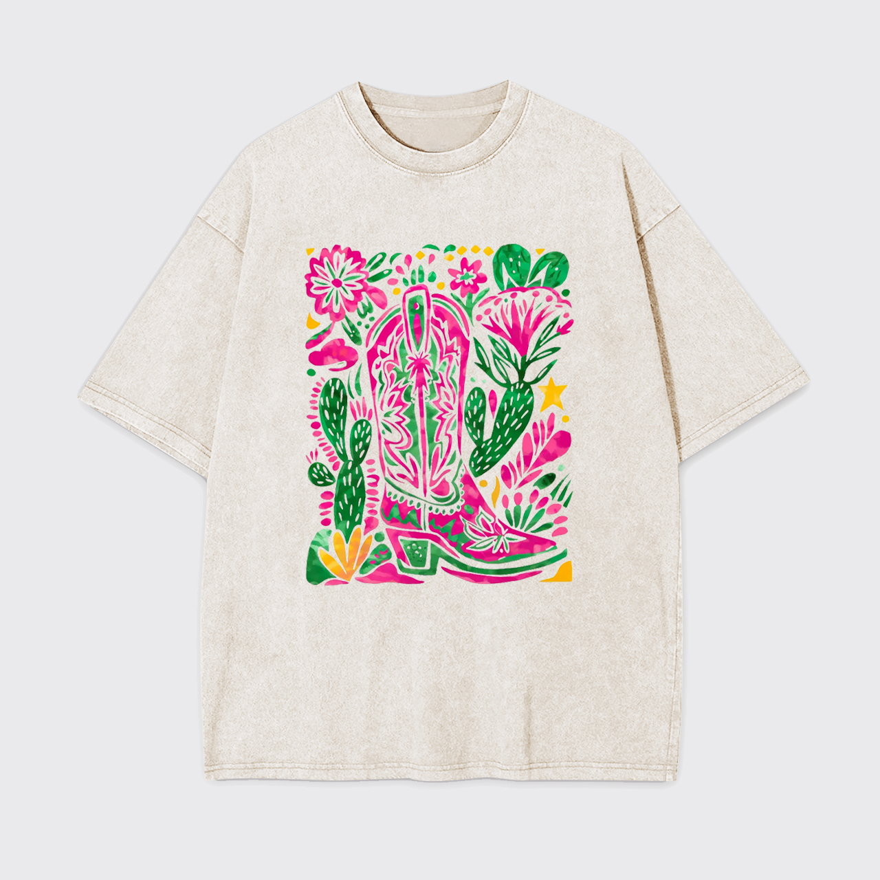 Western Floral Cowboy Boot Garment-dye Tees