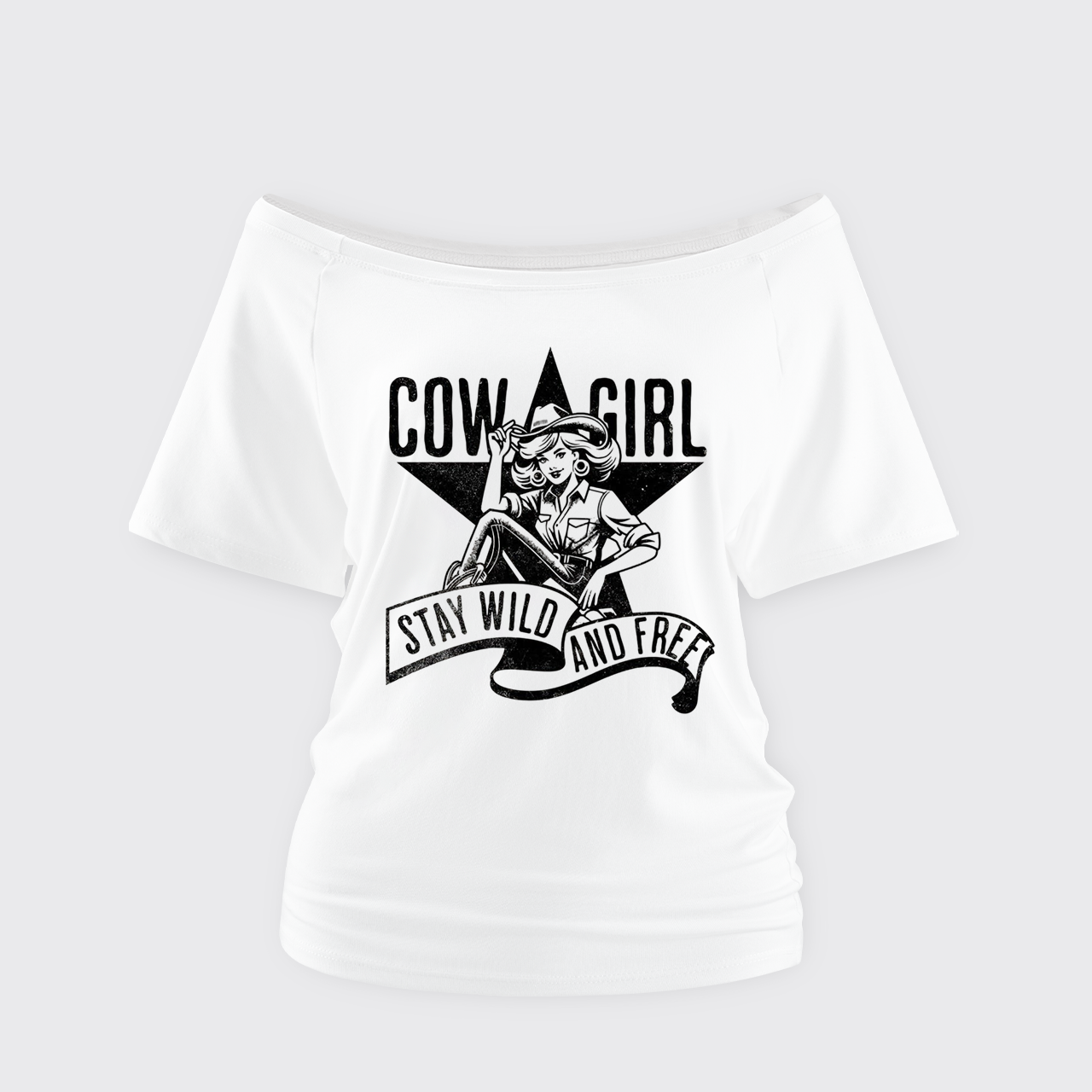 Cowgirl Wild and Free Off Shoulder Top