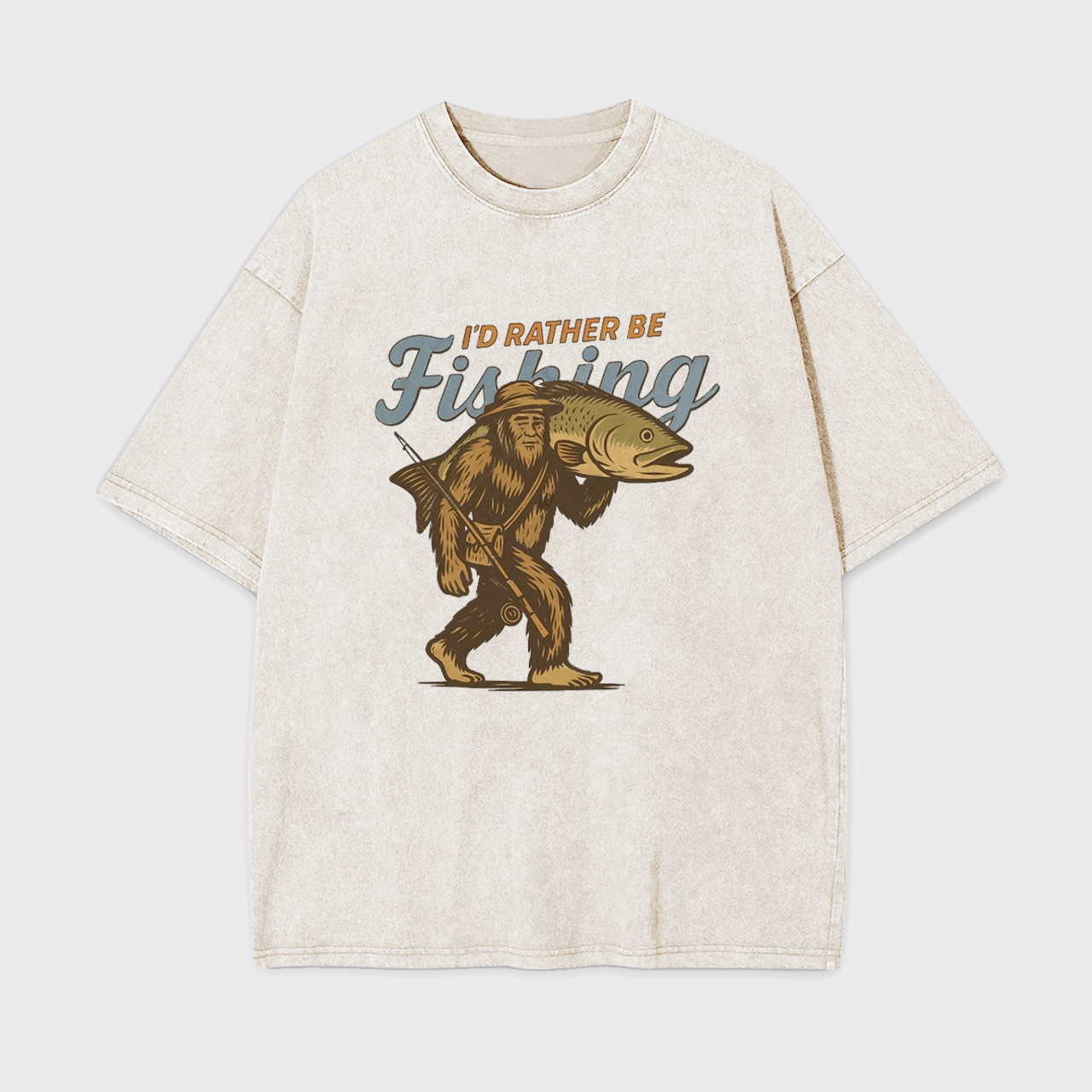 Funny Fishing Bigfoot Sasquatch Fisherman Garment-dye Tees