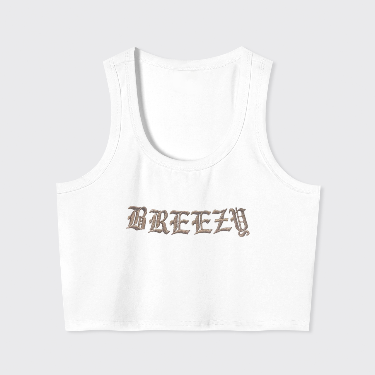 Embroidered "BREEZY" Tank Top
