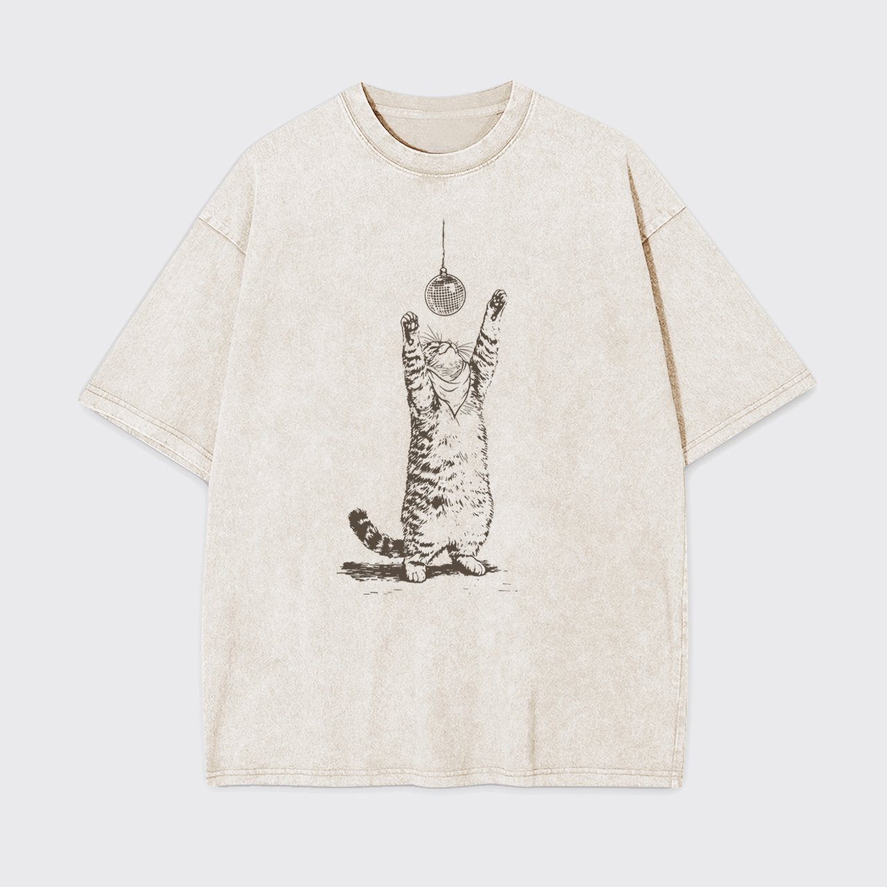 Vintage Cat Disco Ball Garment-dye Tees