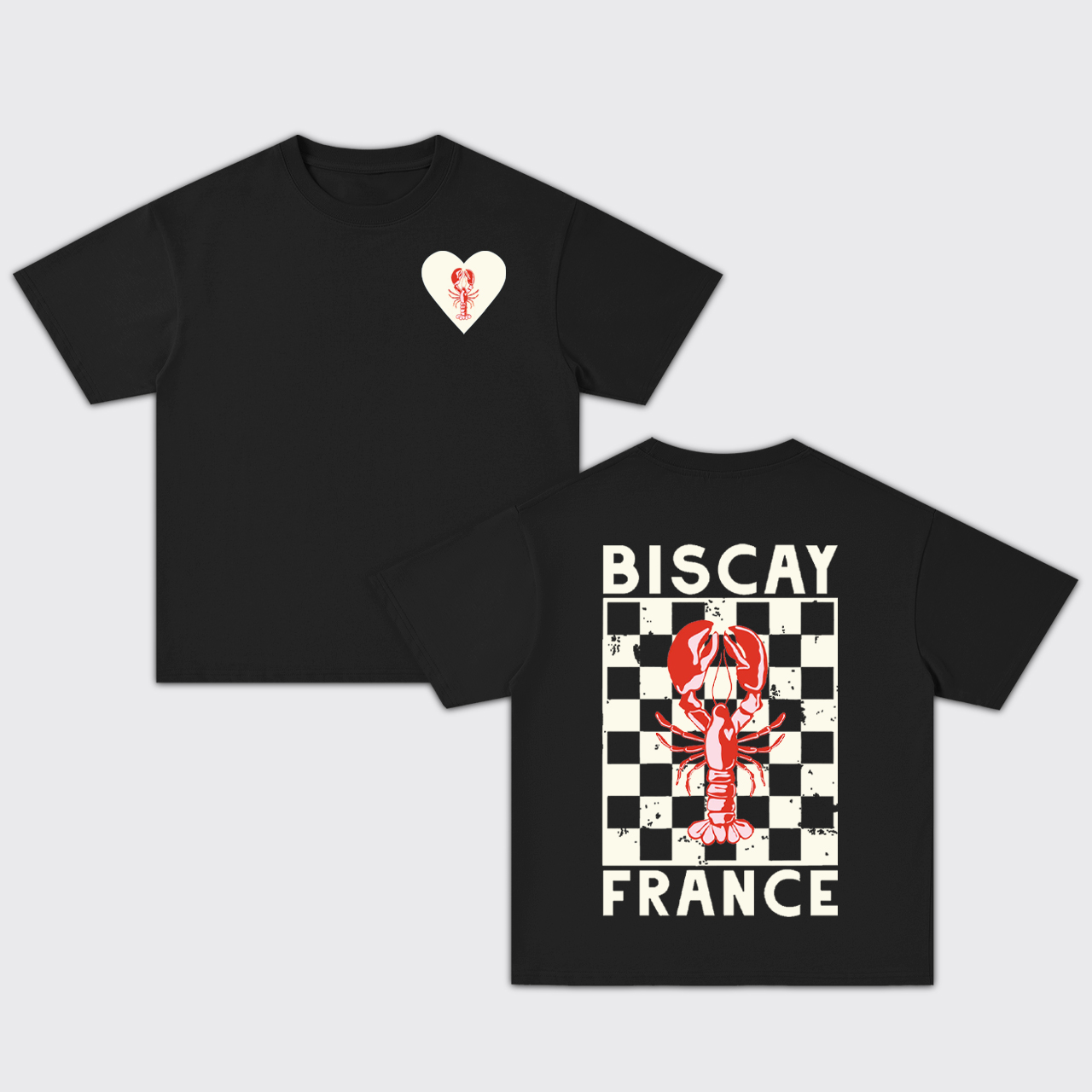 Blue Check Lobster Oversize T-Shirts