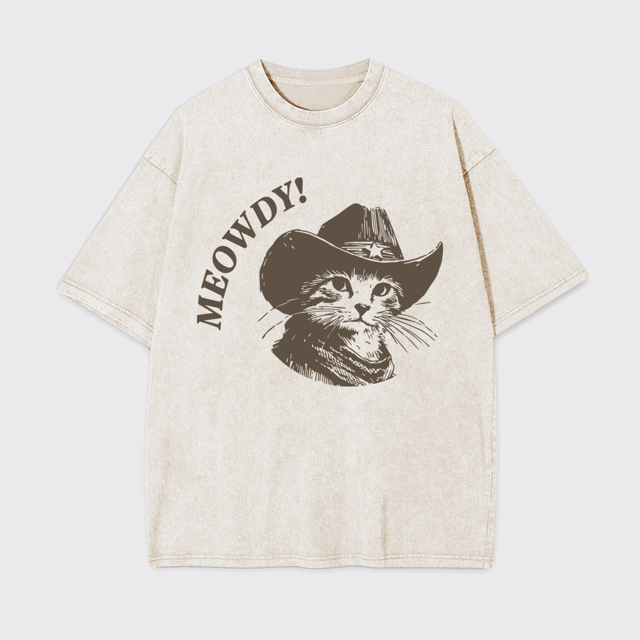 Meowdy Vintage Cowboy Cat Garment-dye Tees