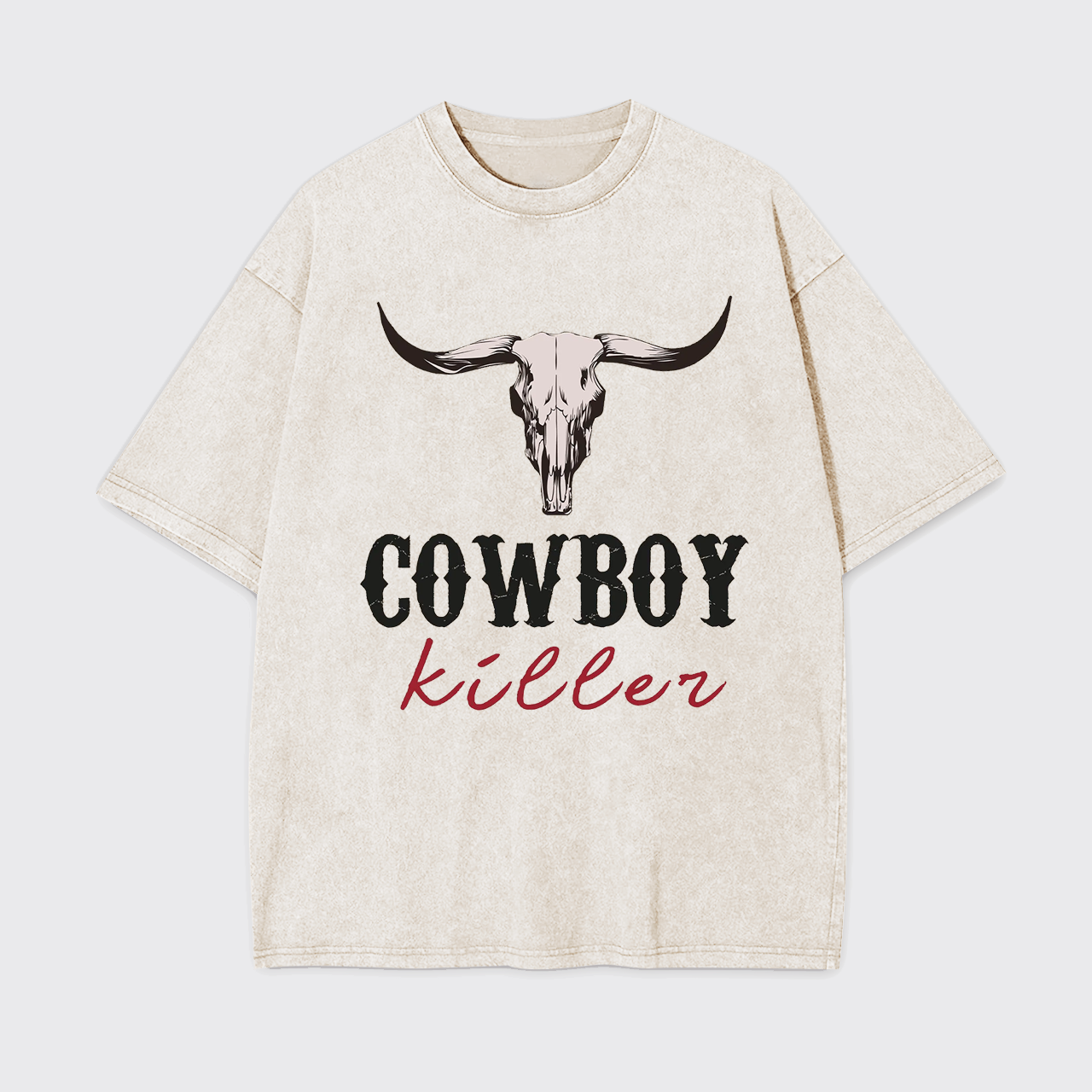 Boho Bull Skull Cowboy Killer Garment-dye Tees