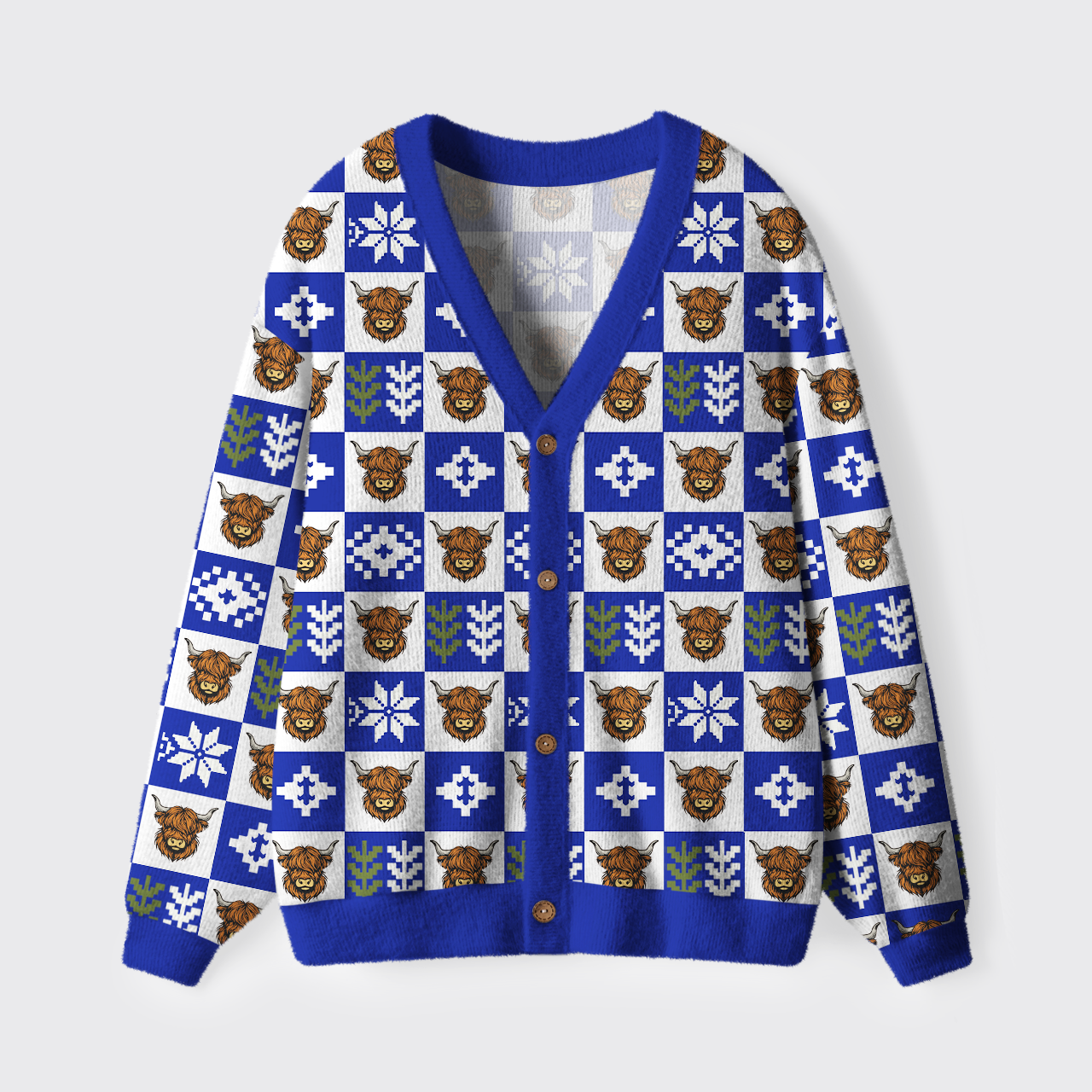 Fuzzy Highland Coo Ugly Cardigan Sweaters