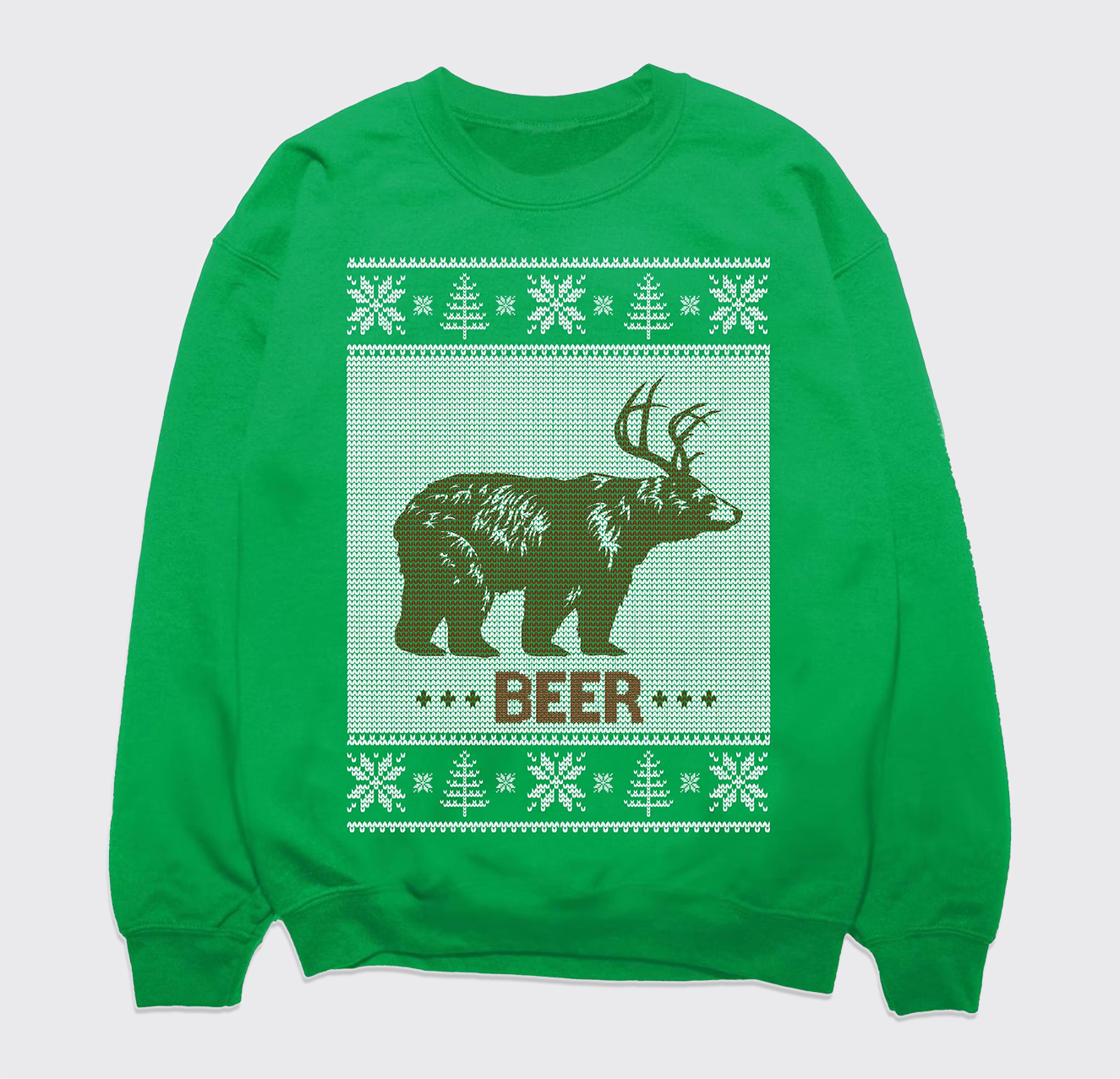Christmas Bear Beer Deer Ugly Knit Sweatshirt