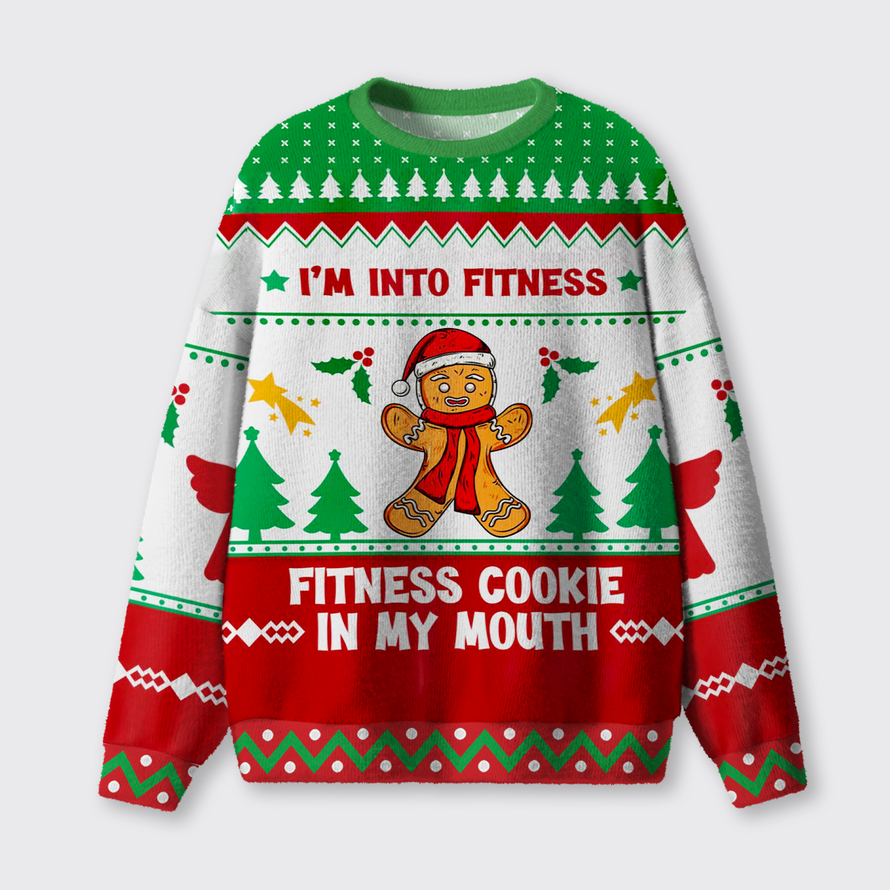Funny Gingerbread Fitness Ugly Knit Sweatshirt