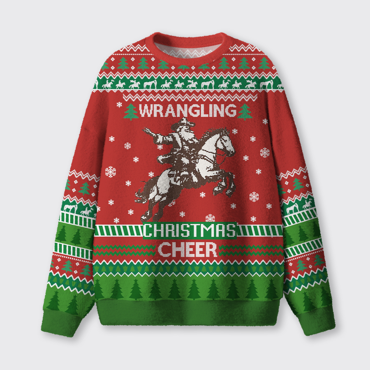 Wrangling Christmas Cheer Ugly Knit Sweatshirt