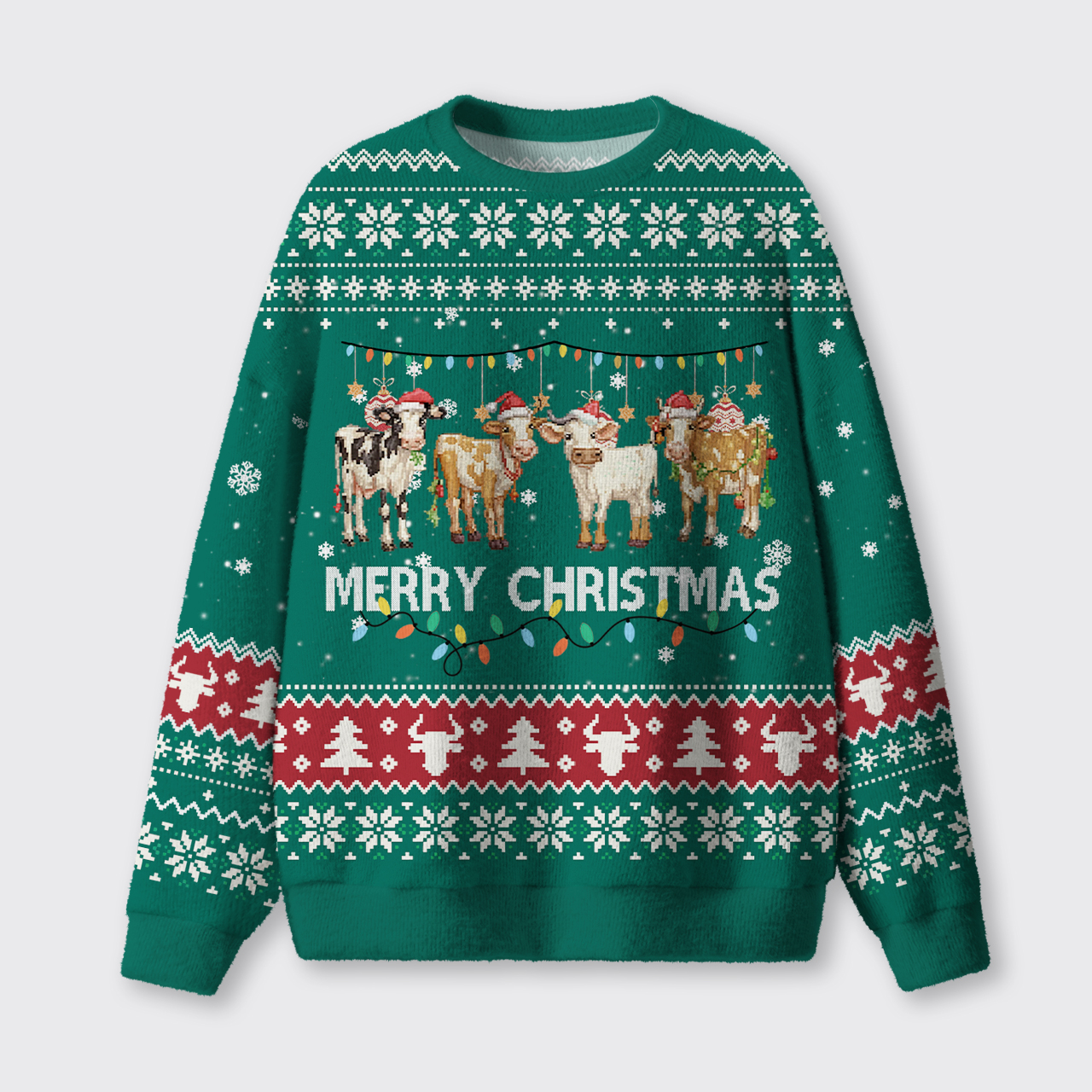 Christmas Cattle Cheer Ugly Knit Sweatshirt