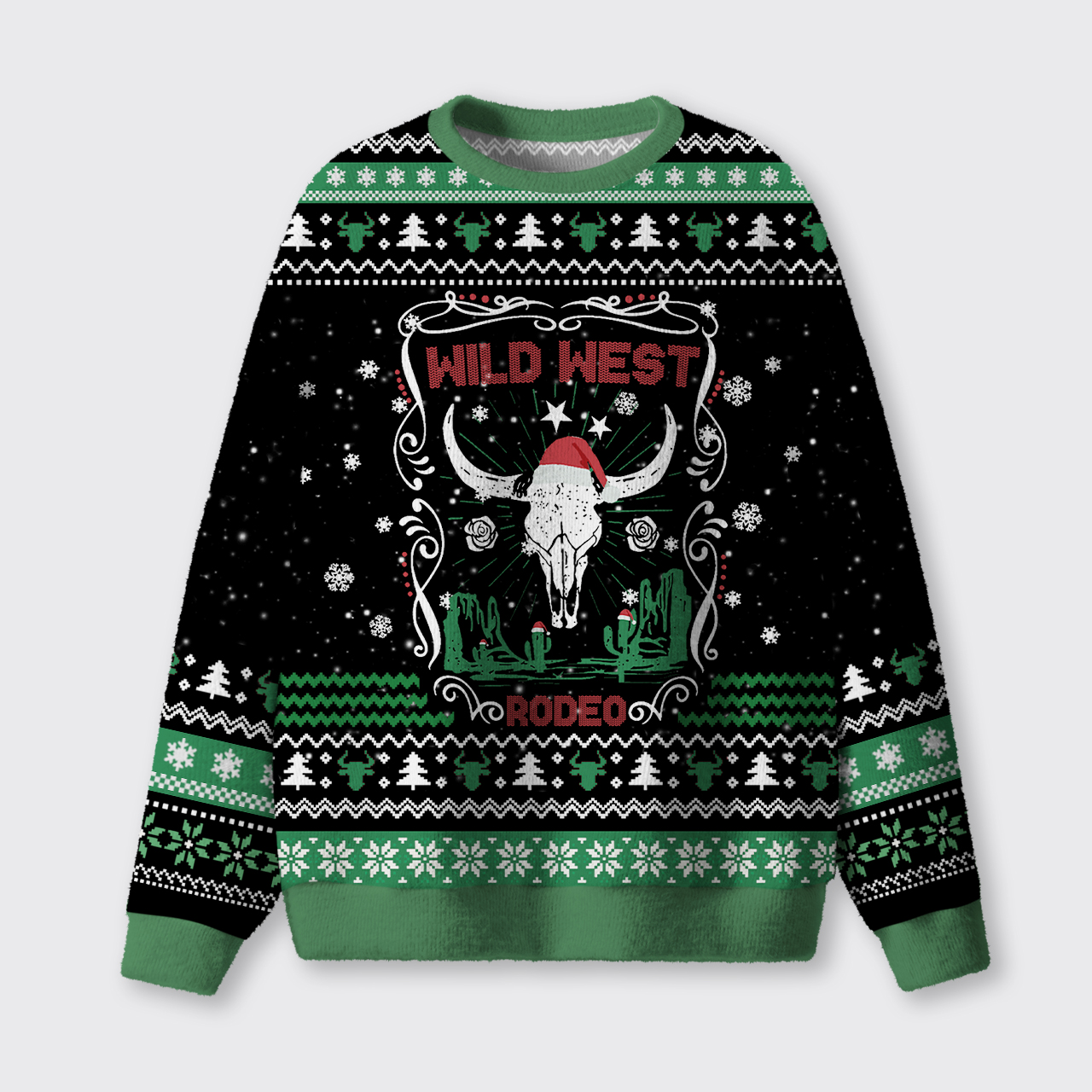 Christmas Cow Skull Ugly Knit Sweatshirt