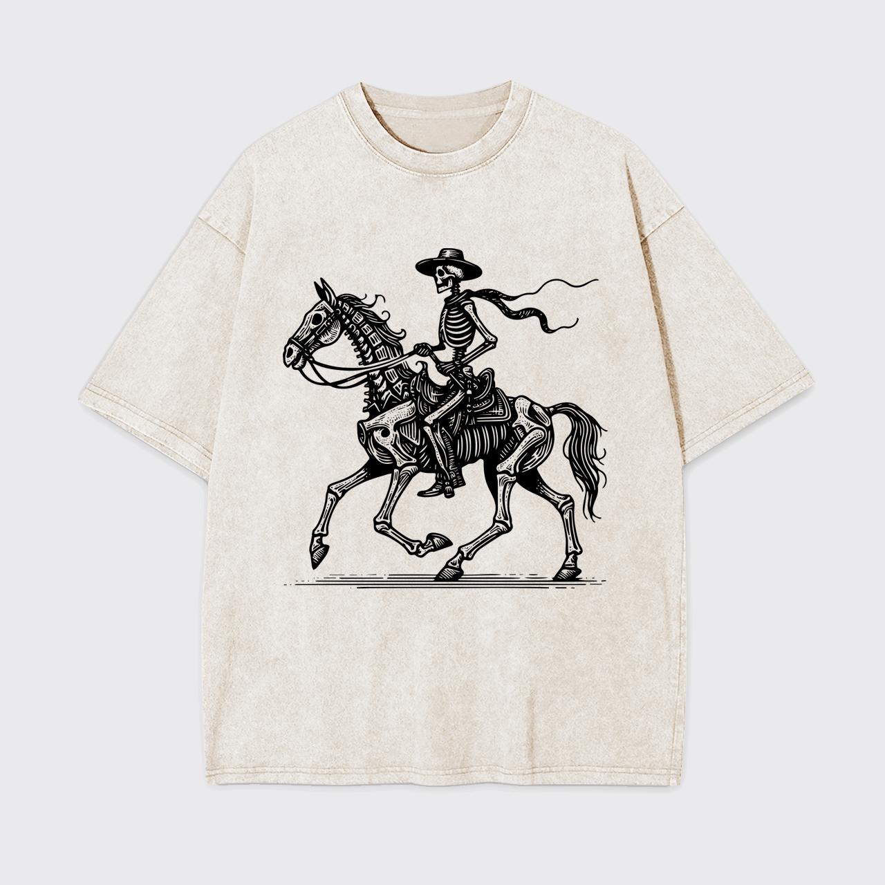 Classic Skeleton Cowboy on Horseback Garment-dye Tees