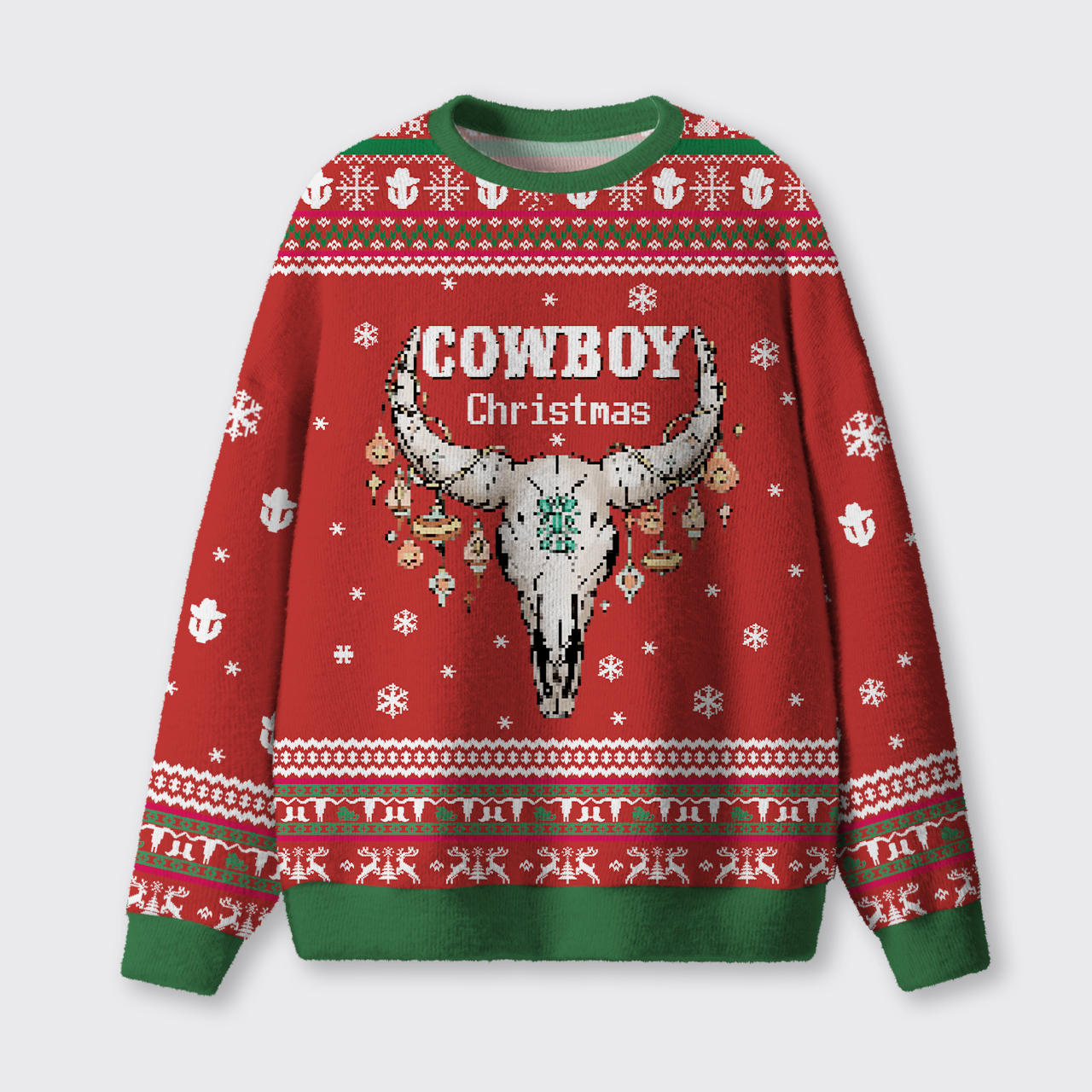 Cowboy Christmas Ugly Knit Sweatshirt