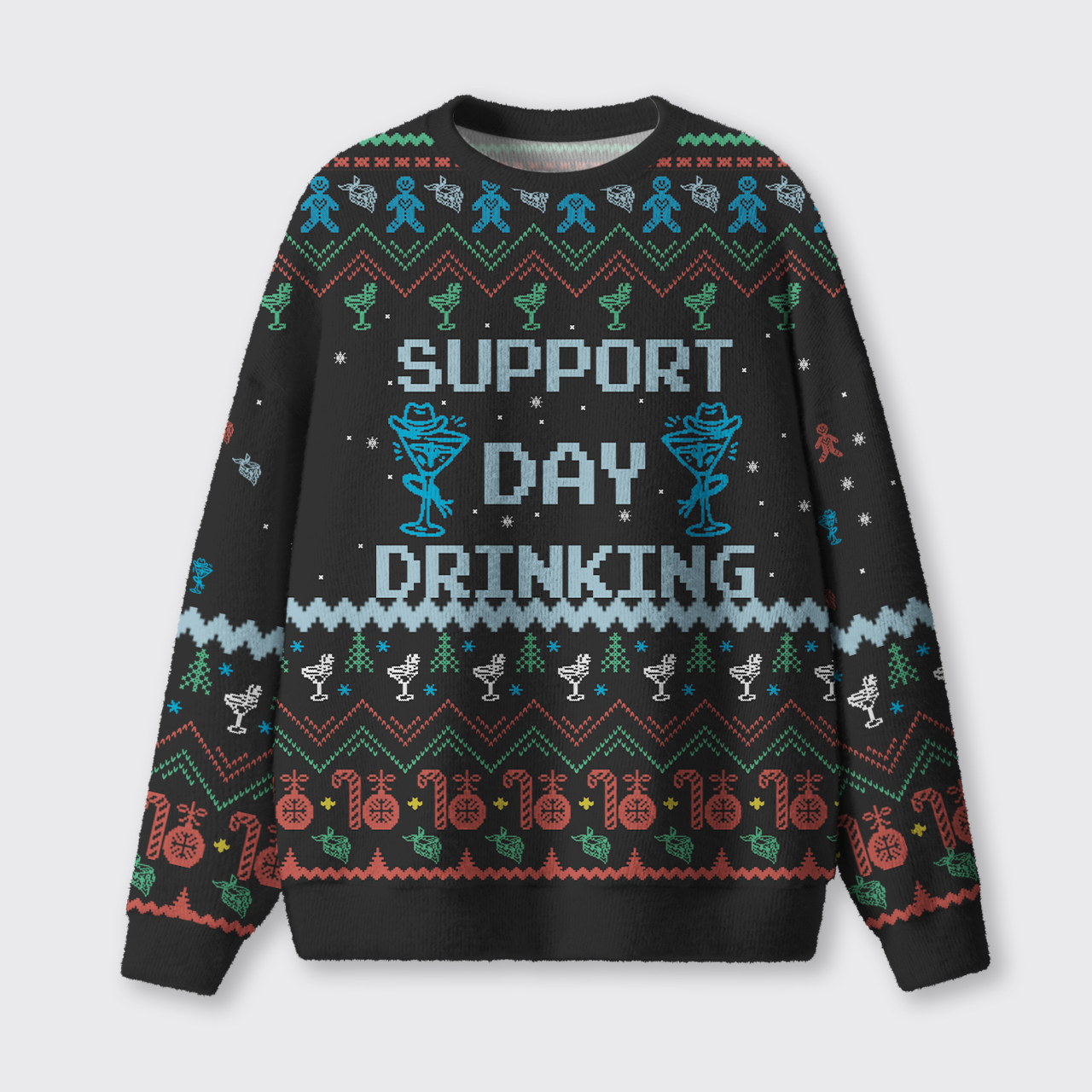 Support Day Drinking Ugly Knit Sweatshirt