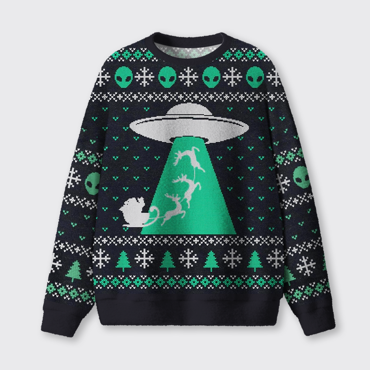 Alien Flying Saucer Ugly Knit Sweatshirt