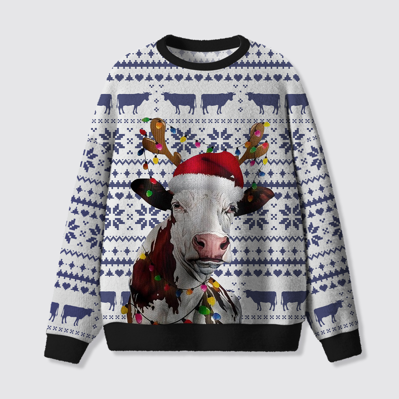 Funny Cow Christmas Ugly Knit Sweatshirt
