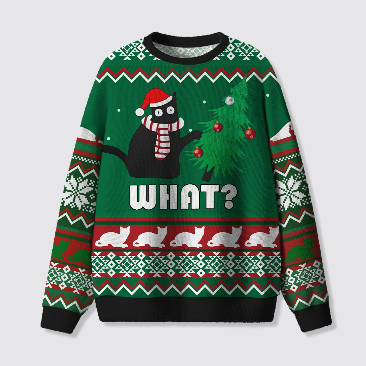 Funny Black Cat Ugly Knit Sweatshirt