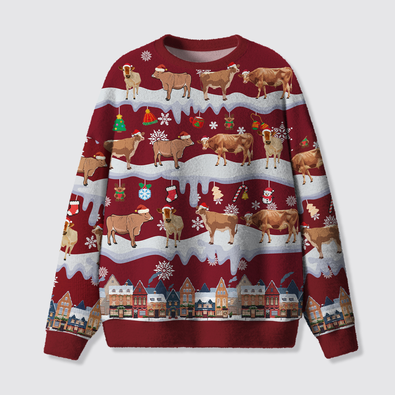 Cow Farm Funny Xmas Ugly Knit Sweatshirt