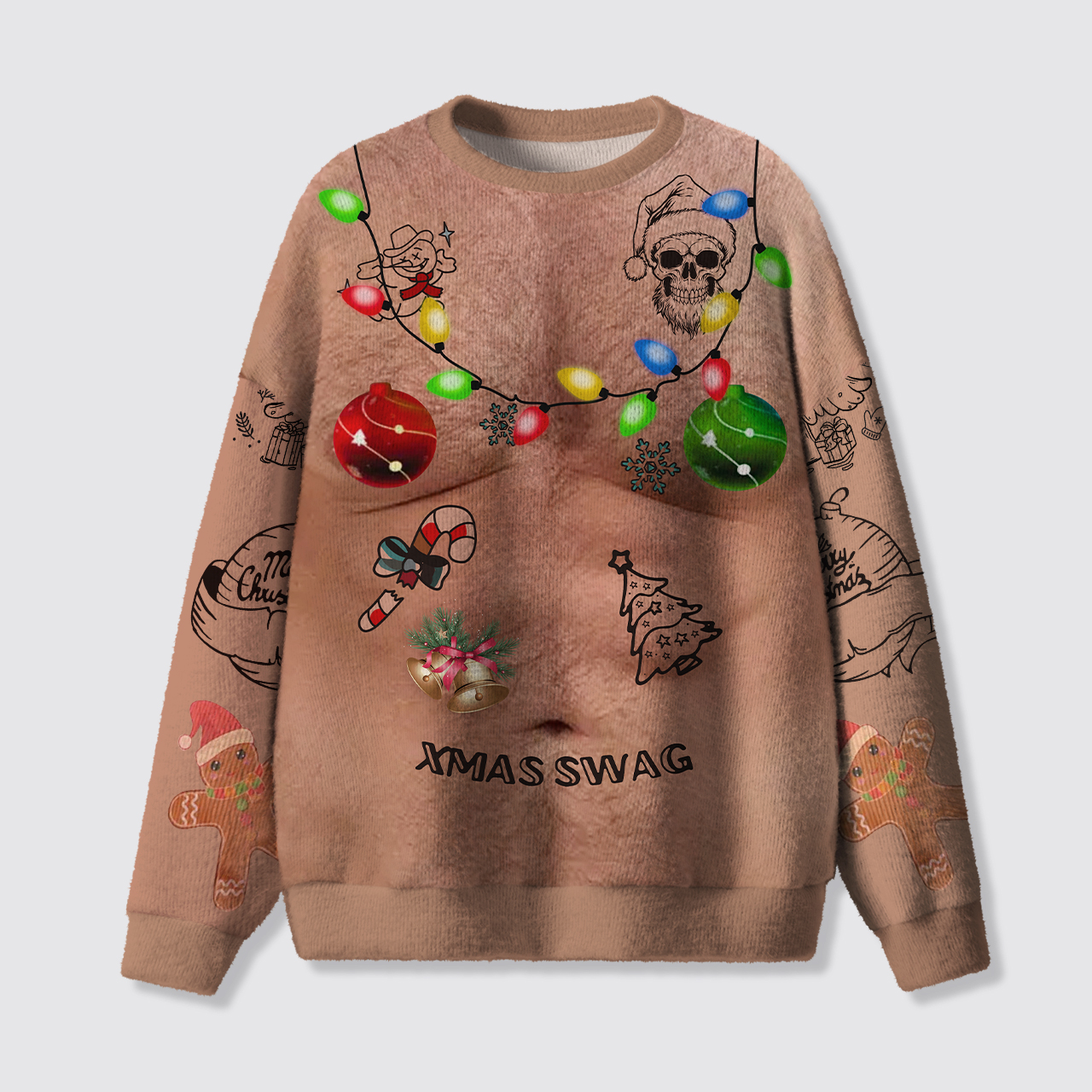 Hairy Chest Ugly Humor Xmas Party Ugly Knit Sweatshirt