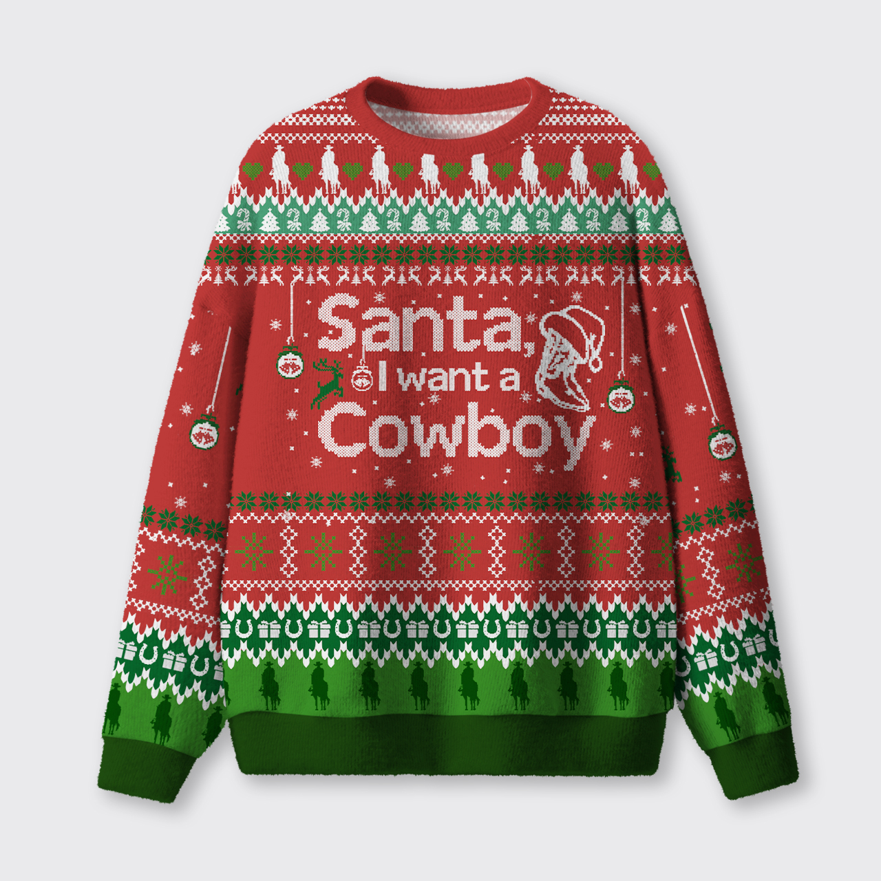 Santa I Want A Cowboy Ugly Knit Sweatshirt