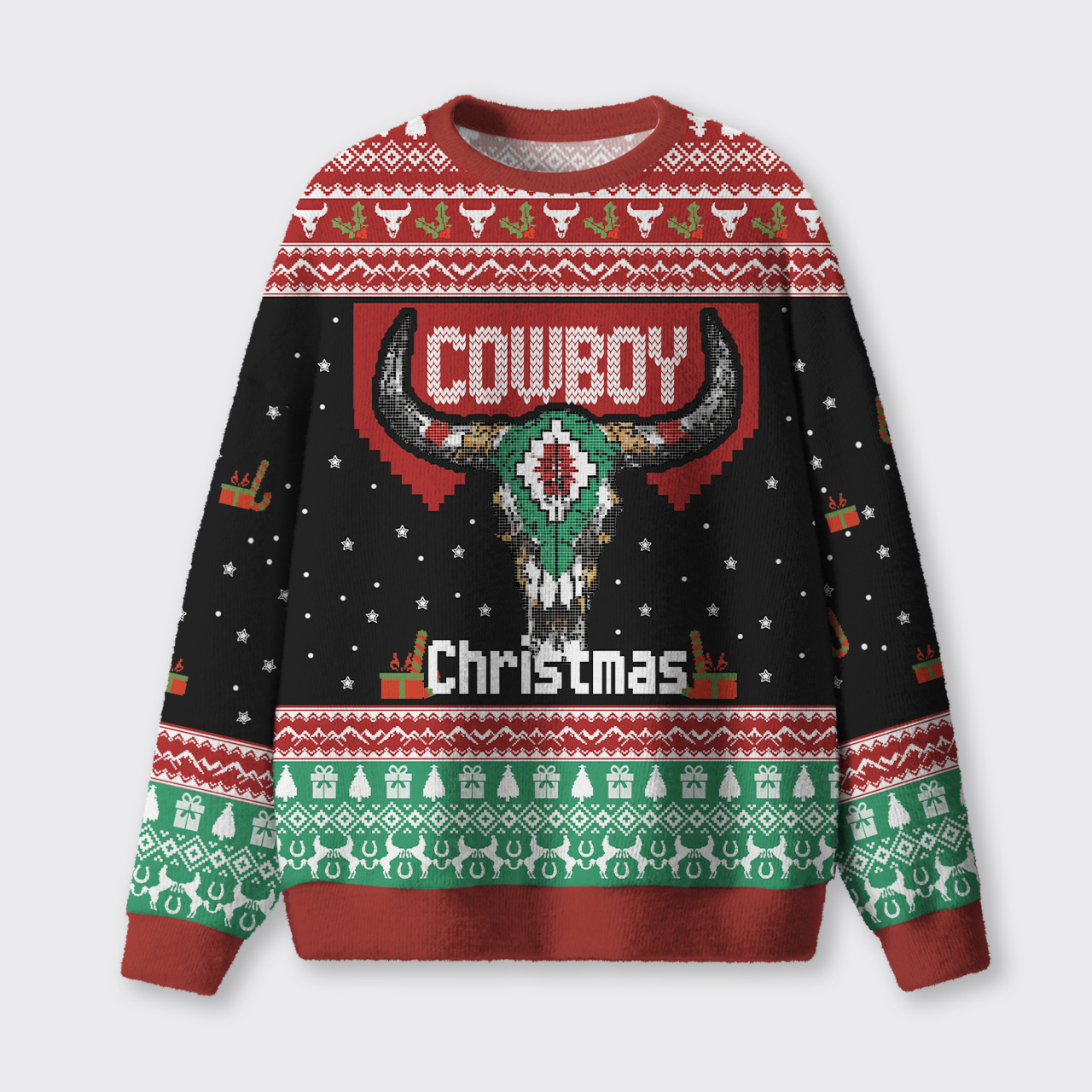 Cowboy Christmas Ugly Knit Sweatshirt