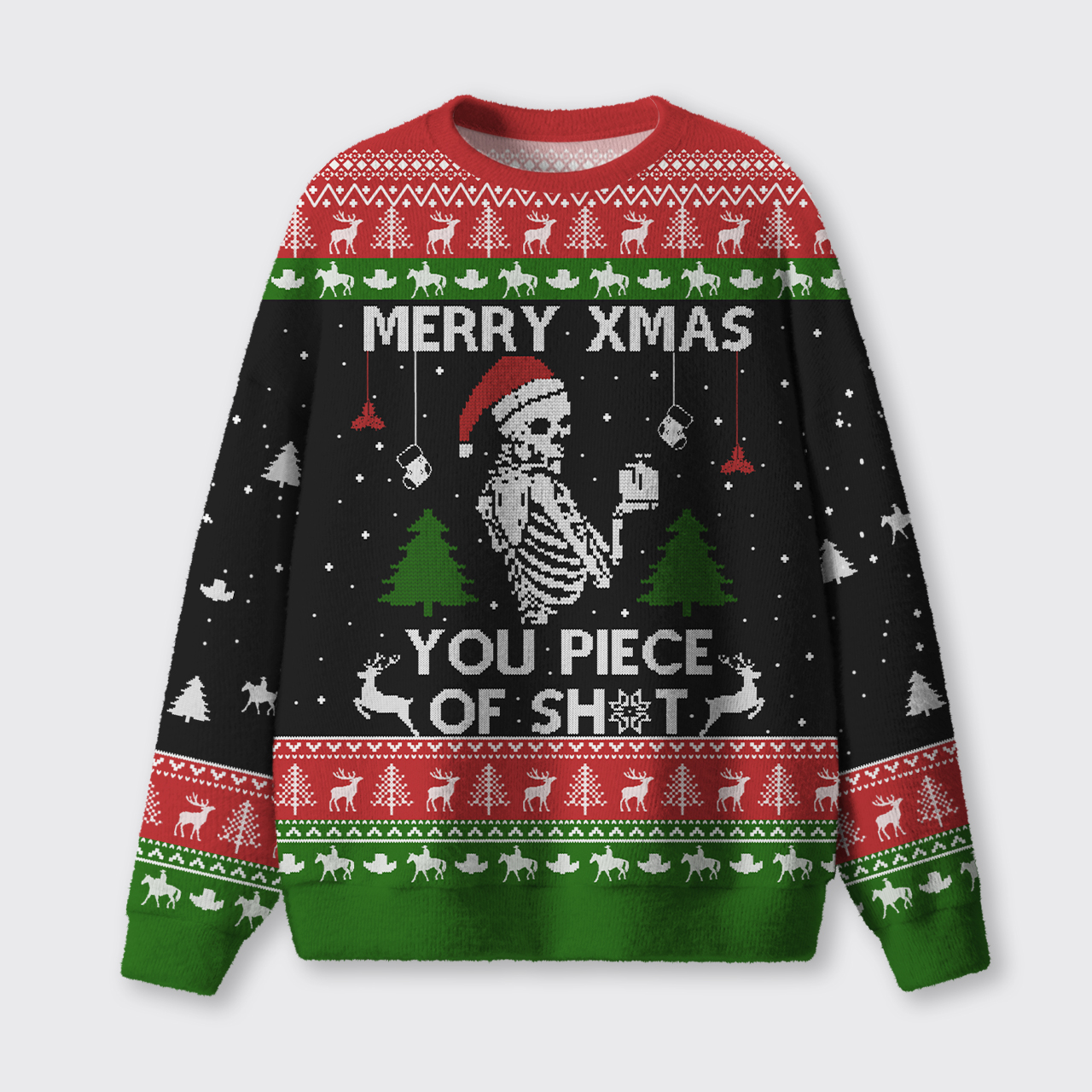 Merry Christmas Skeleton Ugly Knit Sweatshirt