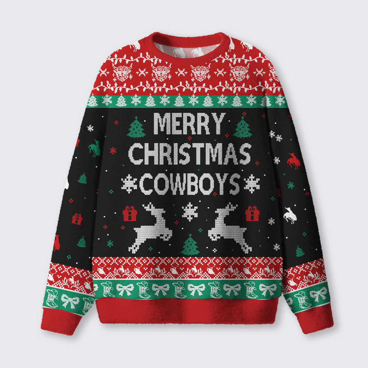 Merry Christmas Cowboy Ugly Knit Sweatshirt