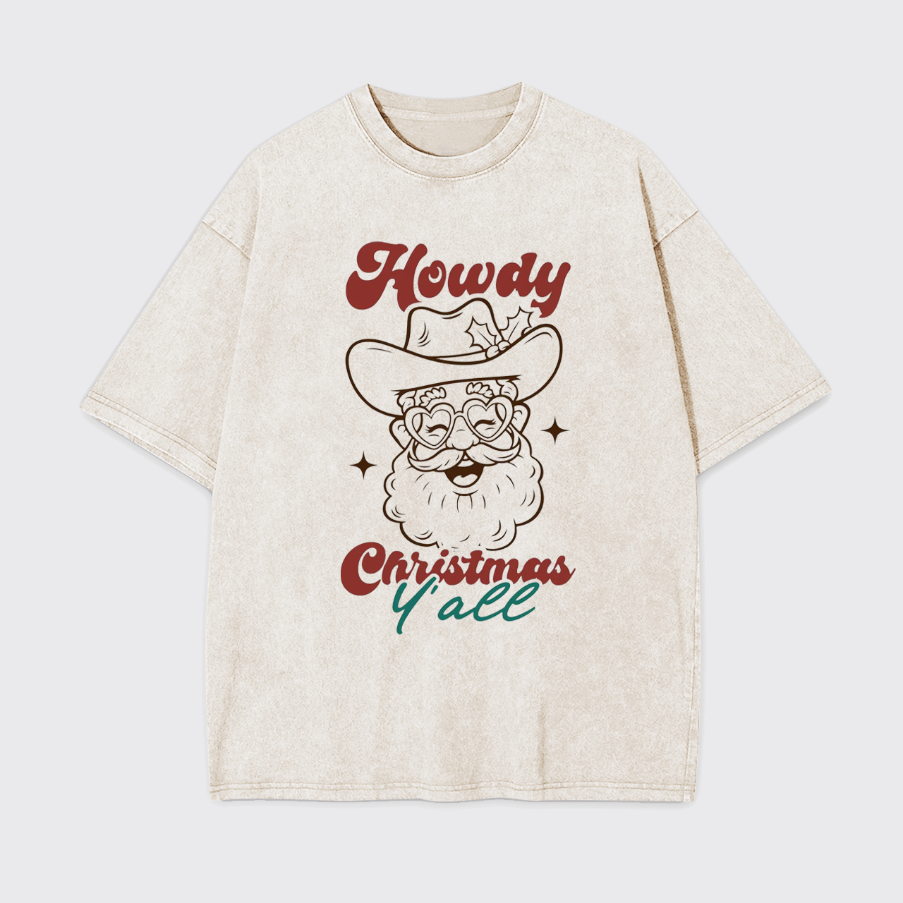 Howdy Christmas Cowboy Santa Garment-dye Tees