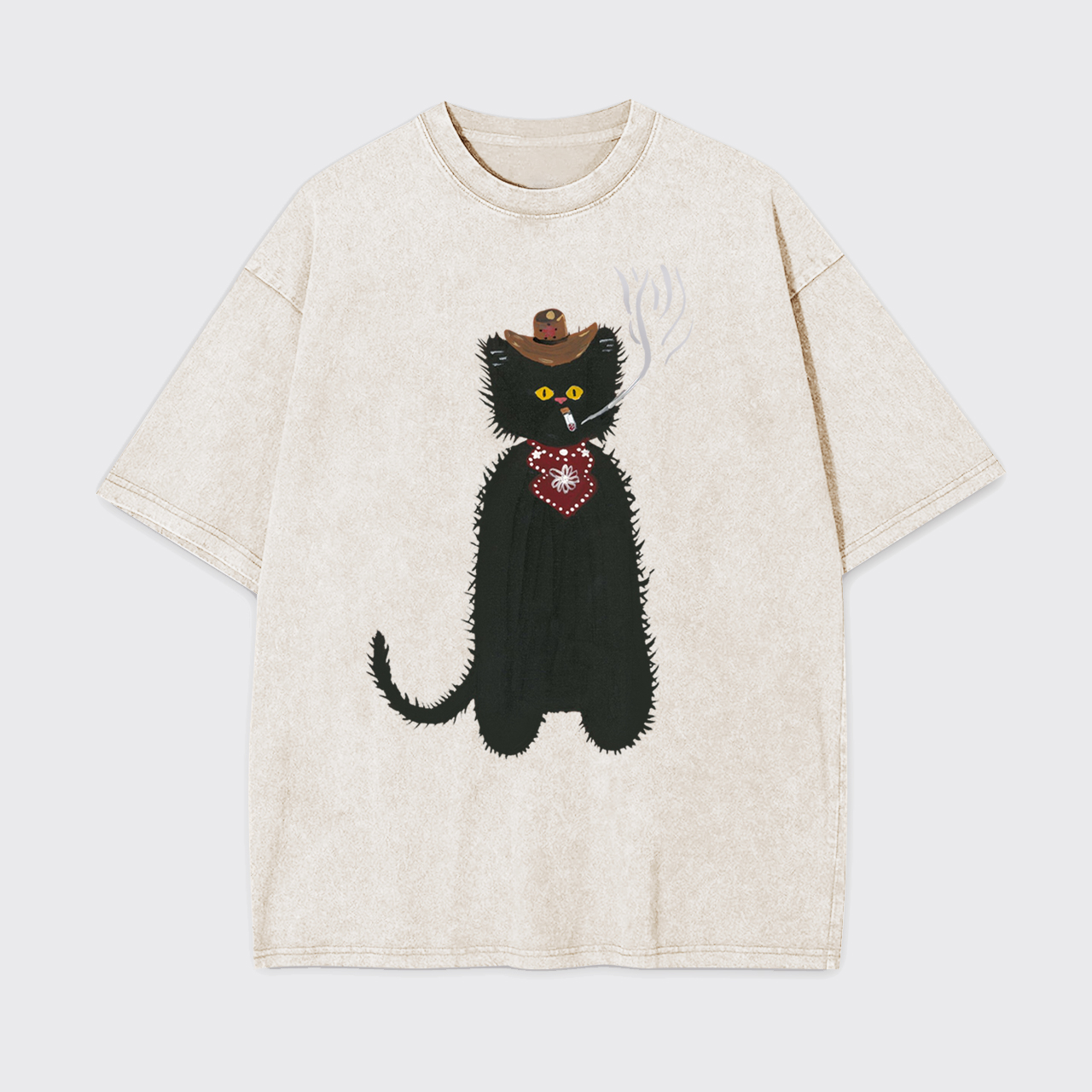 Cat Cowboy Smoking Garment-dye Tees