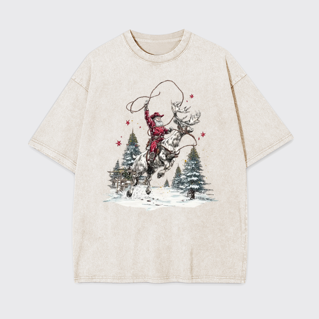 Retro Cowboy Santa Claus Garment-dye Tees