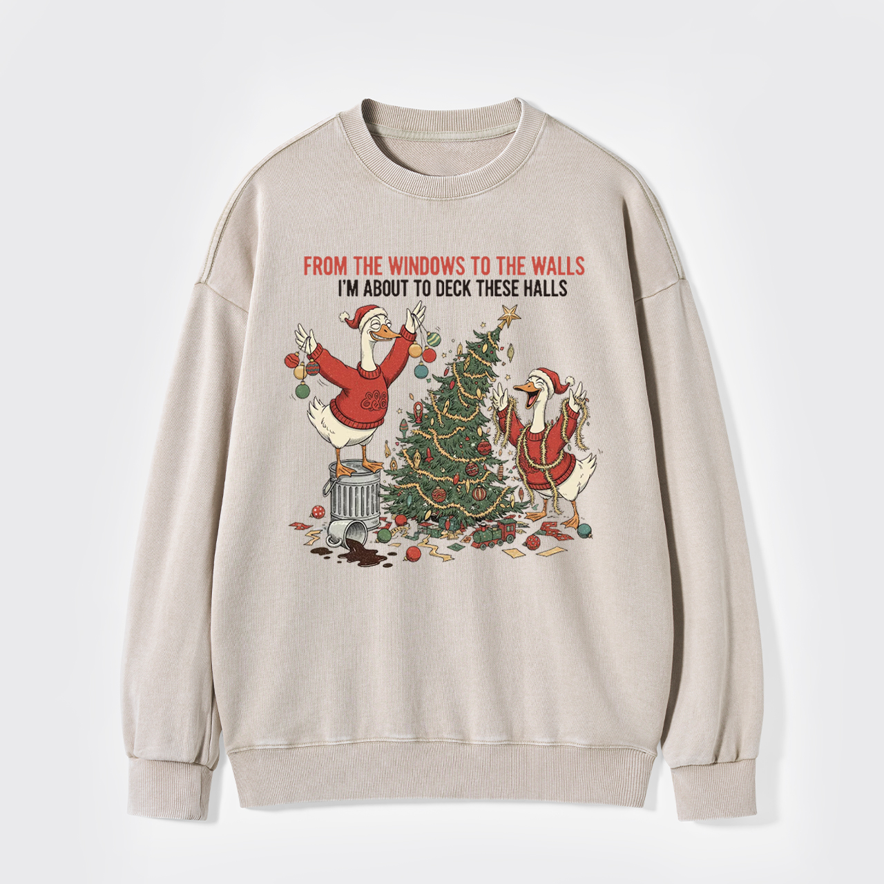Funny Christmas Goose Washed Sweatshirts