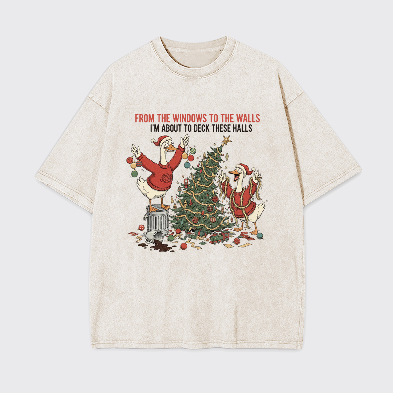Funny Christmas Goose Garment-dye Tees