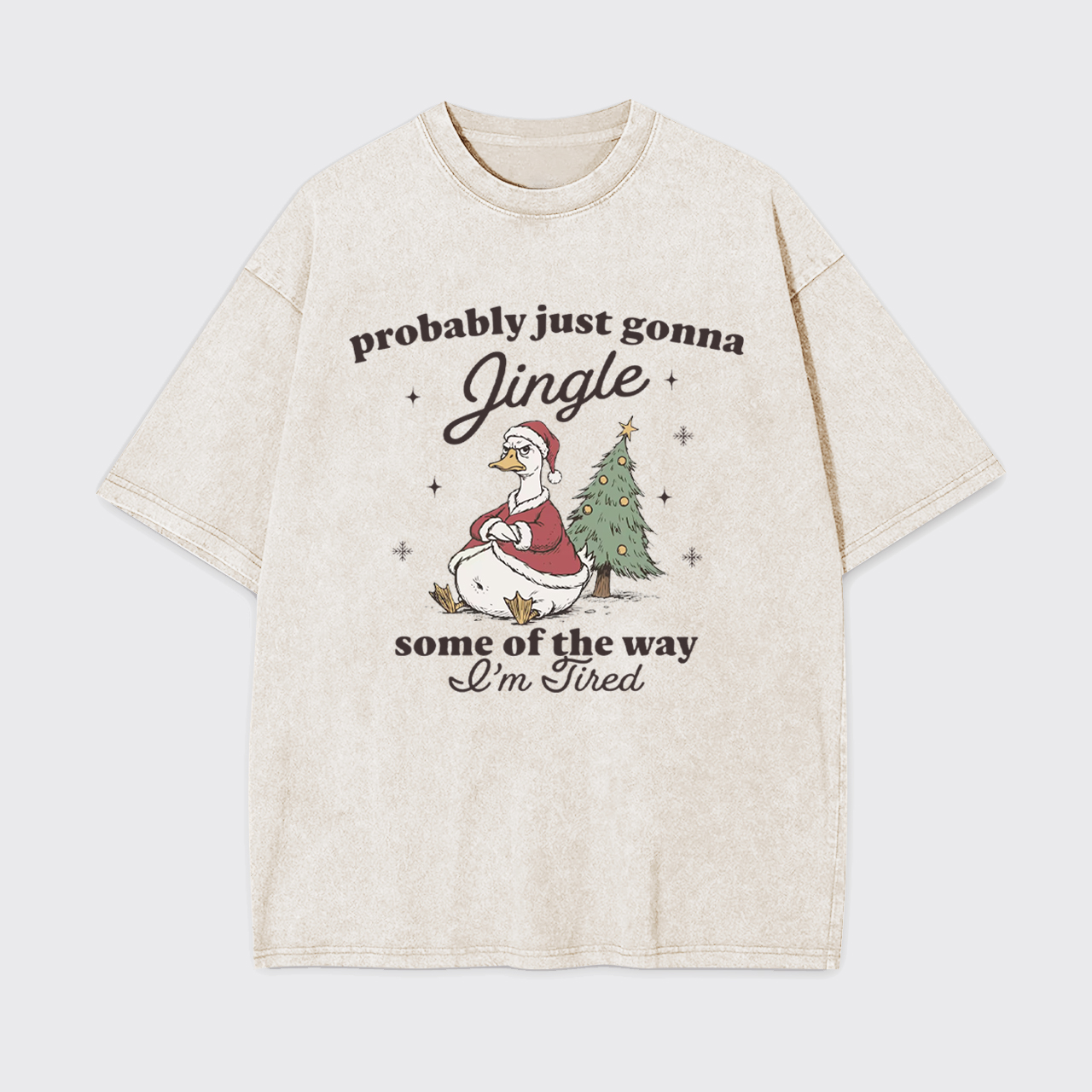 Funny Tired Christmas Goose Garment-dye Tees