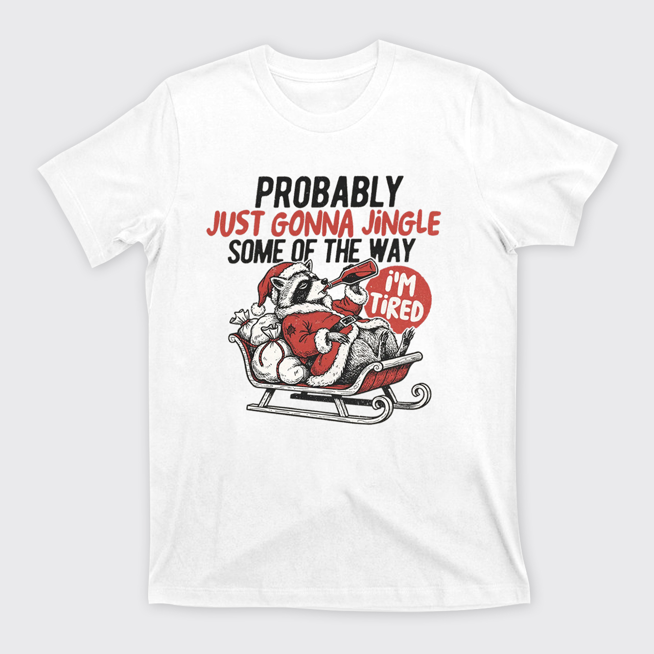 Humorous Christmas Tired Raccoon T-Shirts